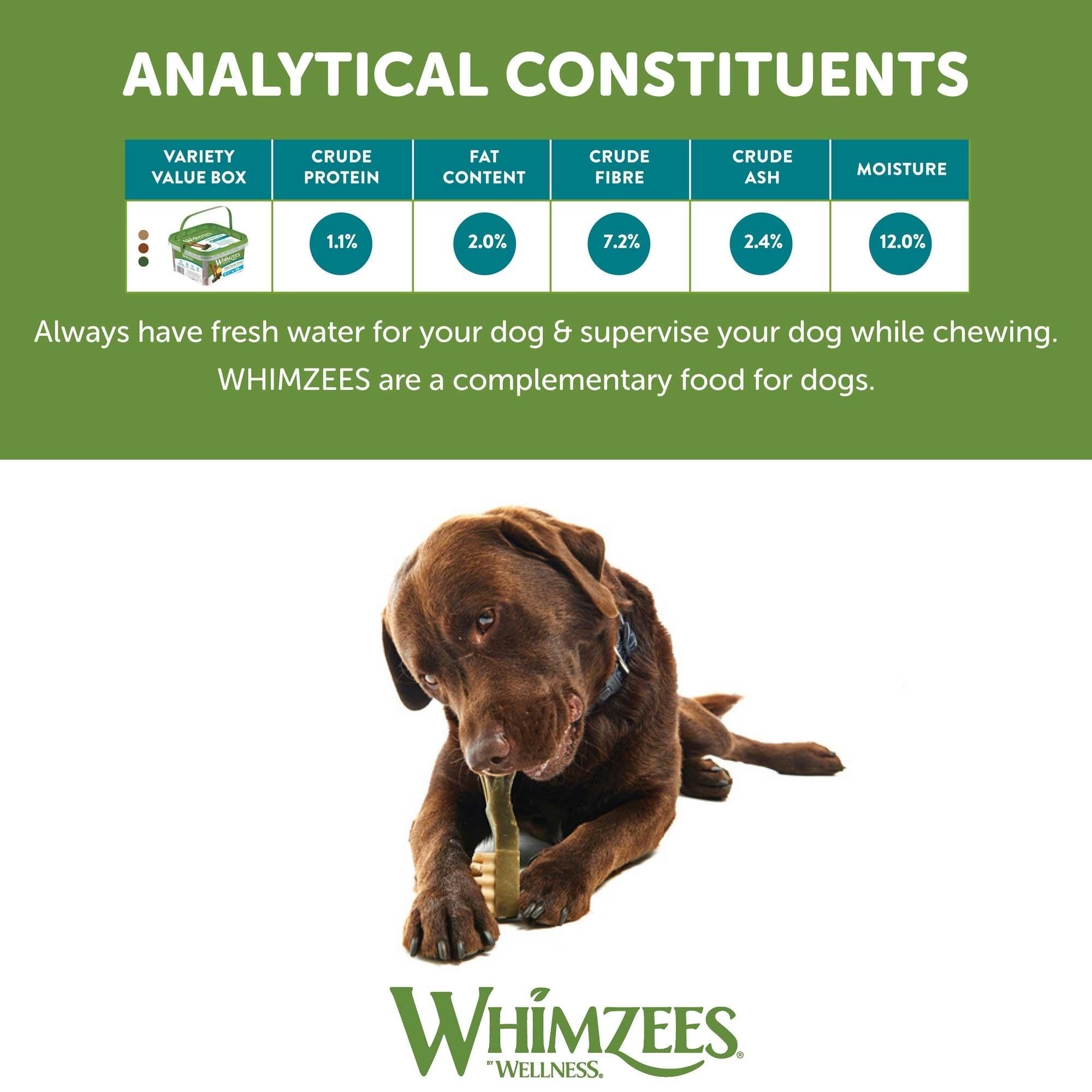 WHIMZEES Natürliche Getreidefreie Zahnpflegesnacks, Kaustangen für Hunde, Gemischte Vielfaltsbox, L, 14 x 60 g