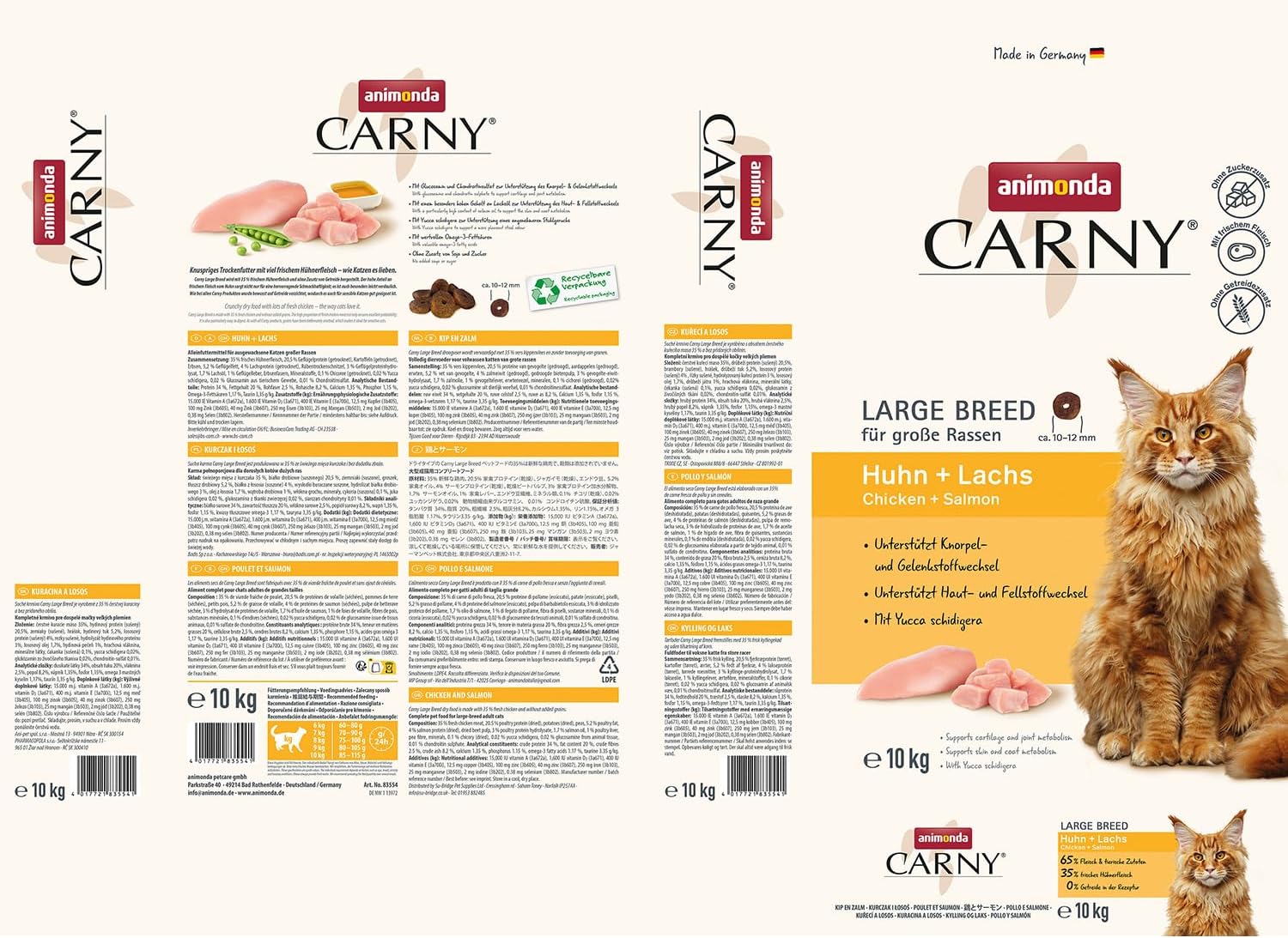 animonda Carny Katzen Trockenfutter Huhn und Rind (1 x 1,75 kg), Trockenfutter für ausgewachsene Katzen ohne Zucker und Getreide, mit frischem Hühnerfleisch und Rinderprotein