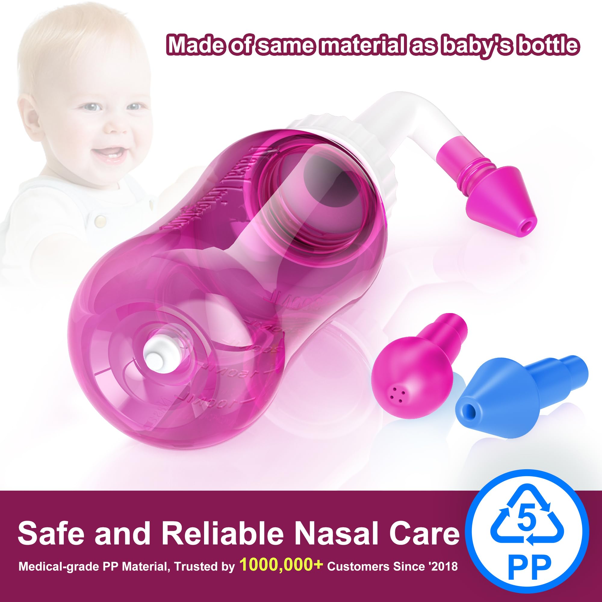 Nasendusche Set, Nasenspülkanne zur Nasenreinigung und Nasenspülung，BPA-frei, 300 ml, mit 30 Nasenwasch-Salzpaketen und Aufkleberthermometer