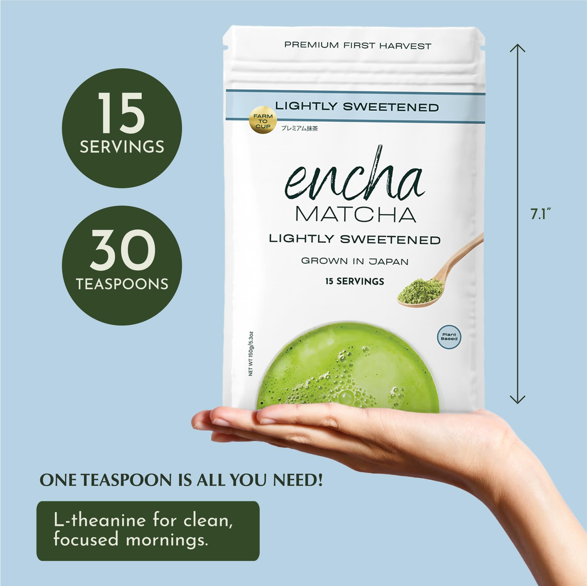 Encha Ceremonial Grade Matcha Powder - Organic First Harvest Japanese Matcha Green Tea, Matcha Tea From Uji, Japan (60g/2.12oz)