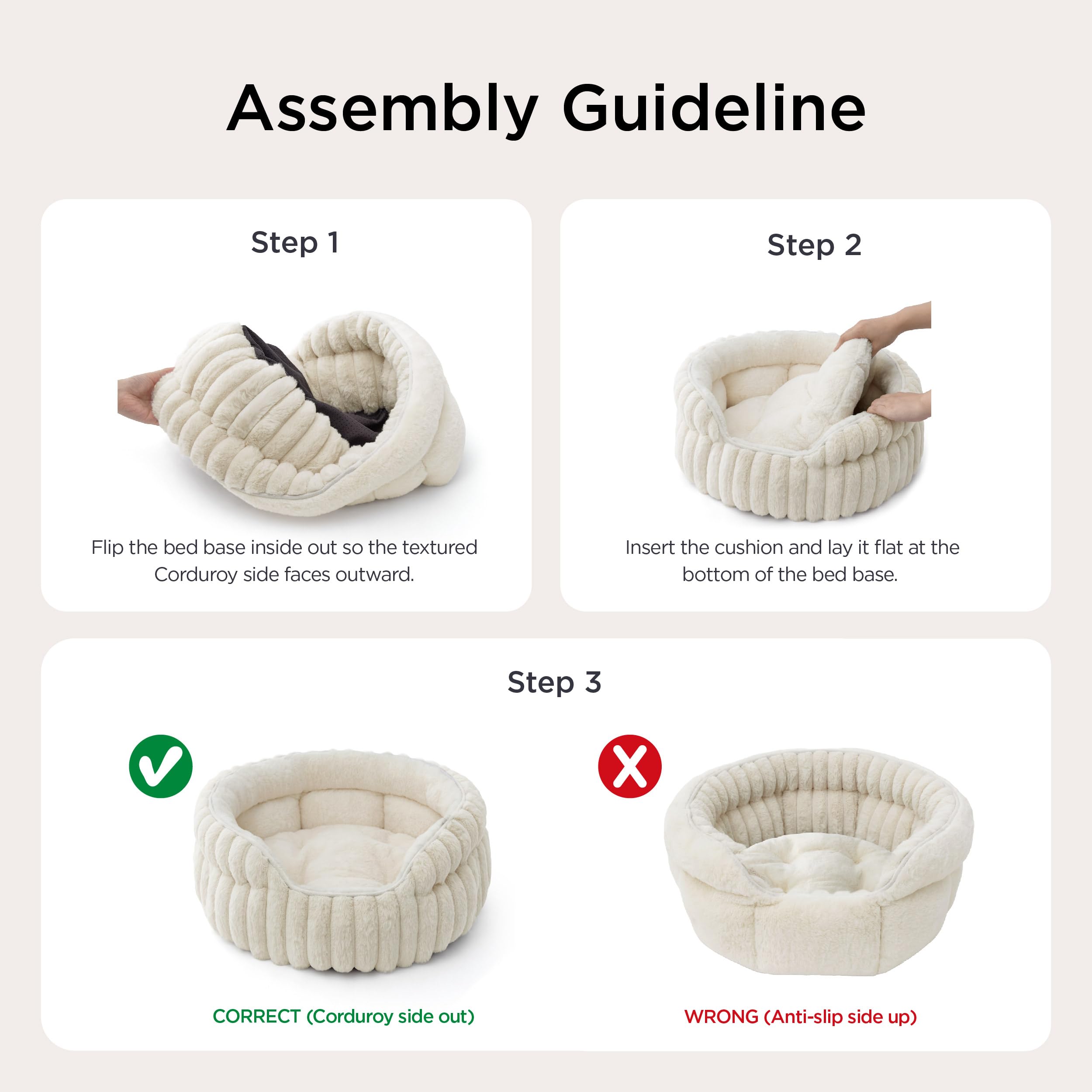 BEDSURE Flauschiges Katzenbett für Wohnungskatzen - 51 x 51 cm kleines rundes Katzenbett, waschbares Katzenbett für Kätzchen und Welpen mit Rutschfester Unterseite und abnehmbarem Kissen, grau