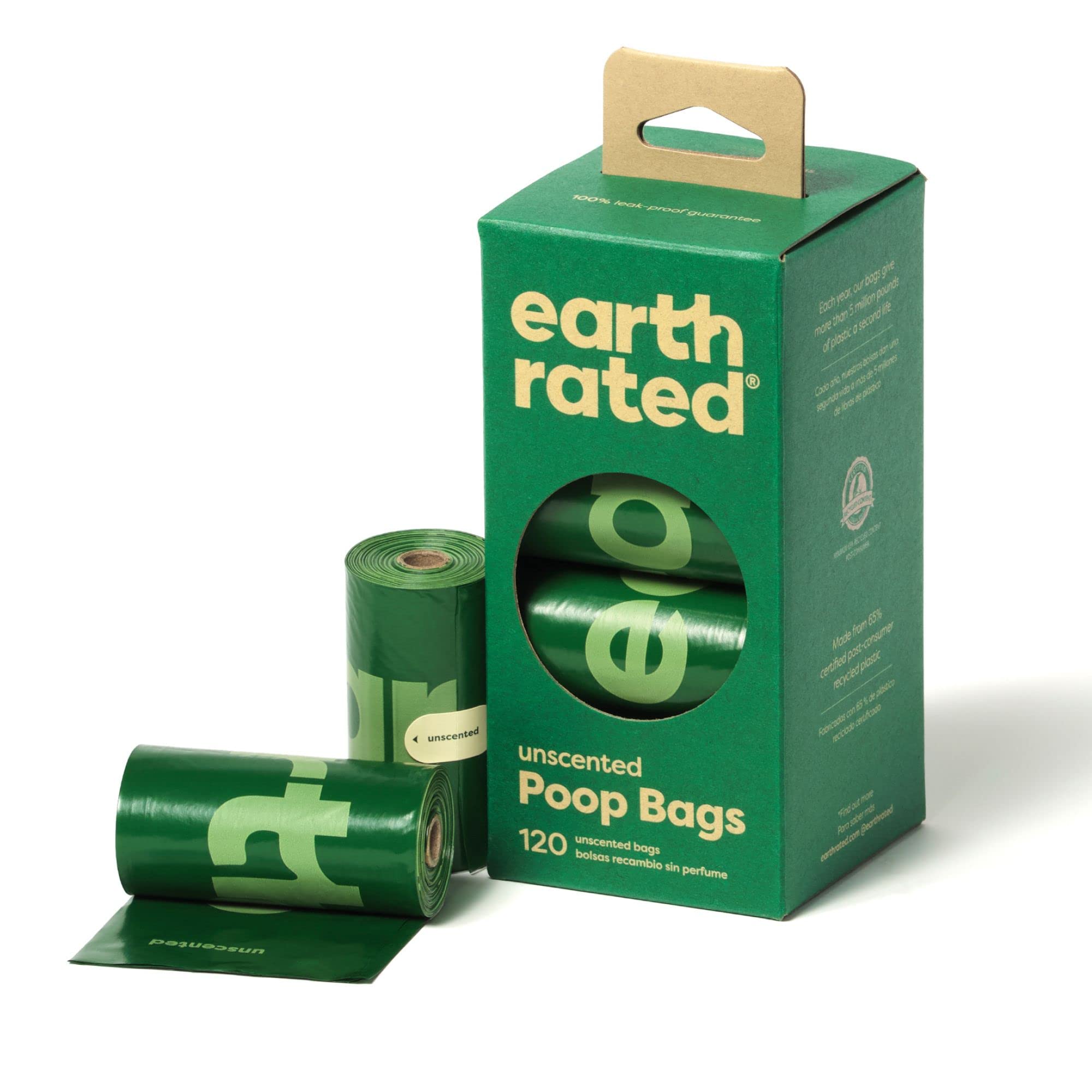 Earth Rated Hundekotbeutel, garantiert auslaufsichere und extra dicke Abfallsäcke als Nachfüllrollen für Hunde, Lavendelduft, 270 Stück