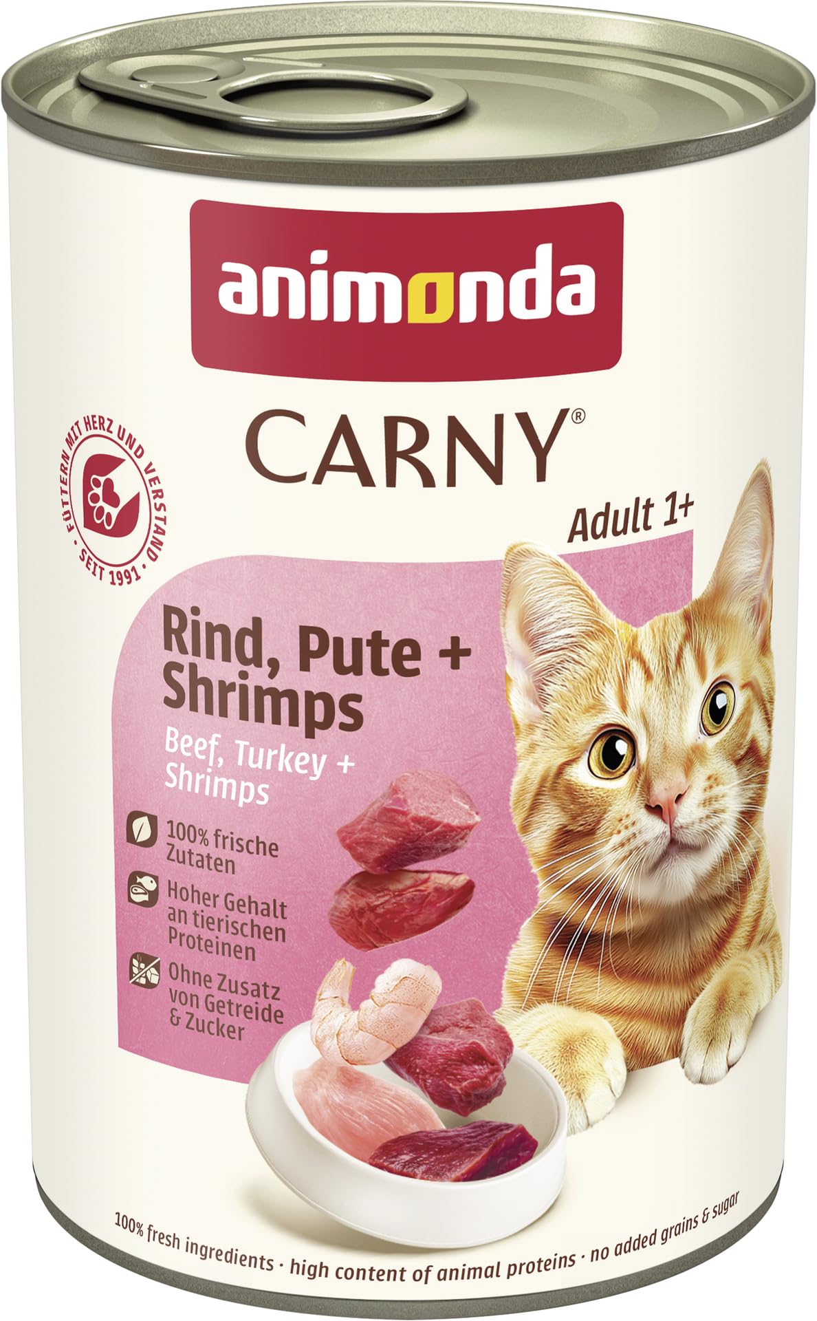 animonda Carny Adult Huhn + Lachs (6 x 400 g), Katzennassfutter für ausgewachsene Katzen, Nassfutter mit 100 % frischen, fleischlichen Zutaten, Katzenfutter ohne Getreide und Zucker