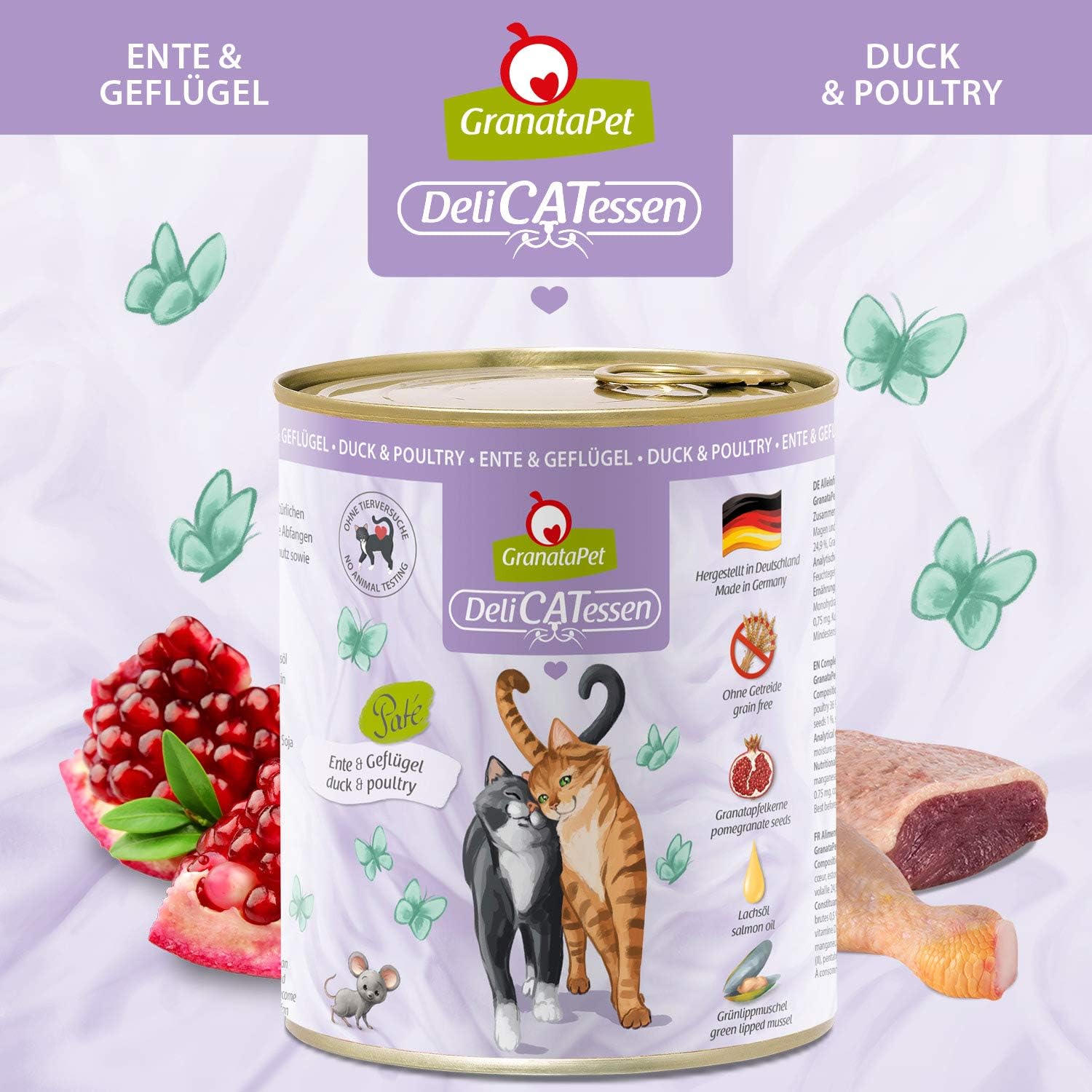 GranataPet DeliCatessen Huhn PUR, Nassfutter für Katzen, Futter ohne Getreide & ohne Zuckerzusätze, Katzenfutter mit hohem Fleischanteil & hochwertigen Ölen, 6 x 400 g