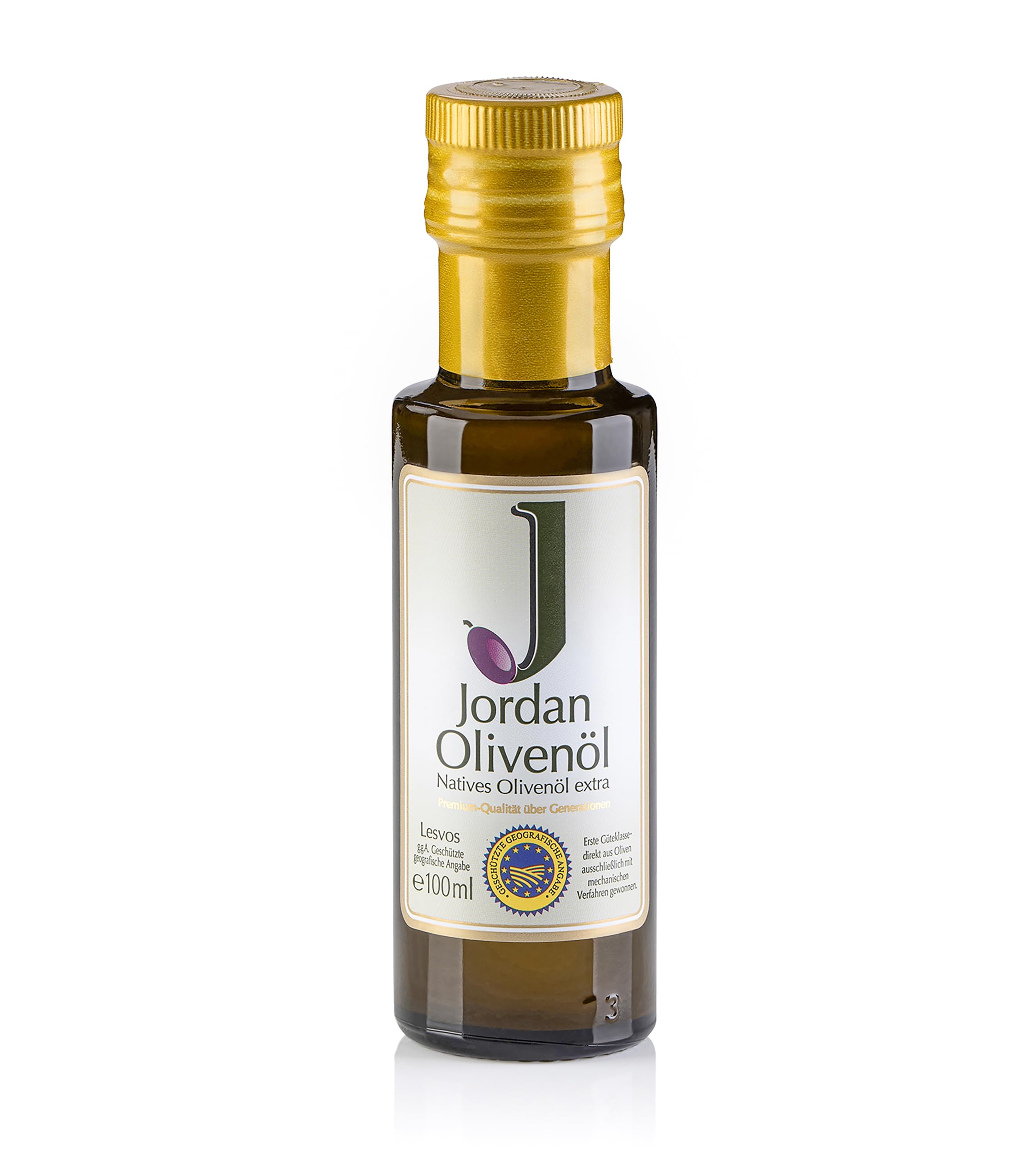 Jordan Olivenöl – Natives Olivenöl Extra - Flasche - 750 Milliliter - Öl kaltgepresst - griechische Oliven von Lesbos aus Jordans Olivenhainen - Ölflasche mit integriertem Ausgiesser & Tropfschutz