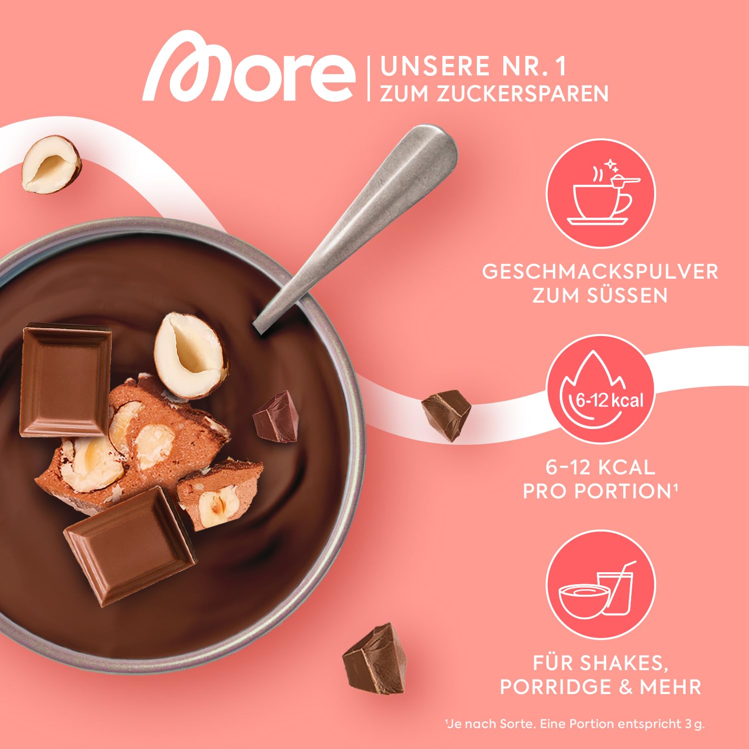 MORE Chunky Flavour, Vanilla Perfection, 150 g, vegan, Geschmackspulver zum Süßen, ohne viel Zucker und Kalorien, mit Inulin und Laktase - made in Germany