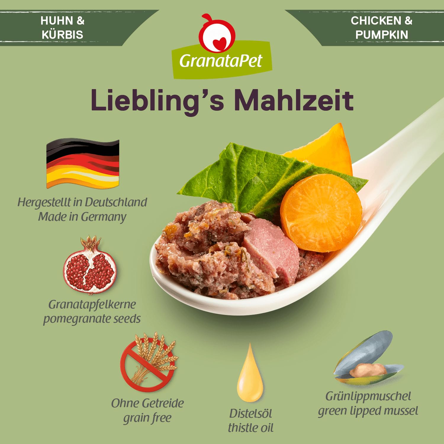 GranataPet Liebling's Mahlzeit Multipack 2, Nassfutter für Hunde im Probierpaket, Alleinfuttermittel ohne Getreide, Hundefutter mit hohem Fleischanteil & hochwertigen Ölen, 6 x 800 g