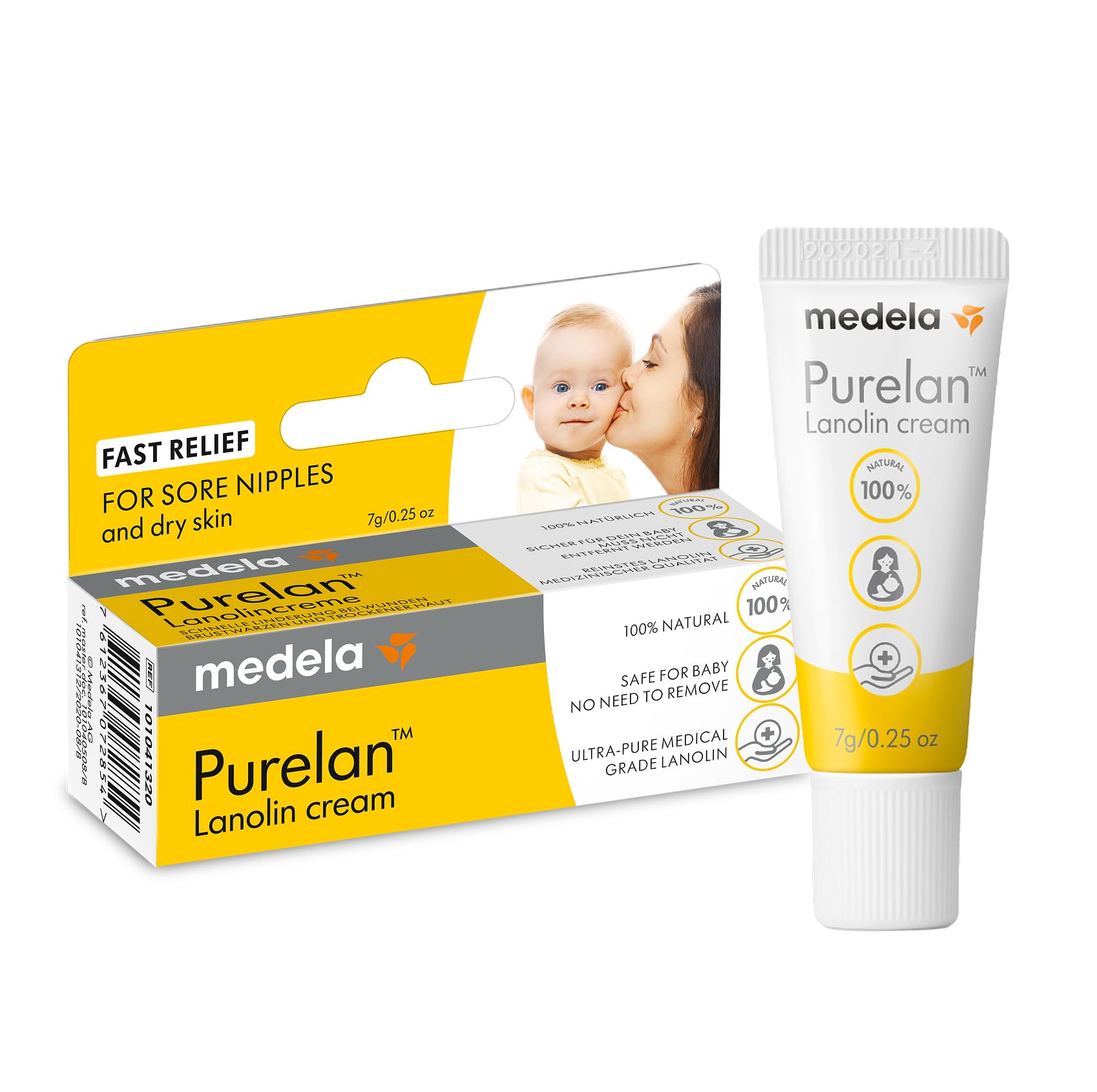 Medela Purelan Lanolin Brustwarzensalbe 37 g – Schnelle Linderung bei beanspruchten Brustwarzen und trockener Haut