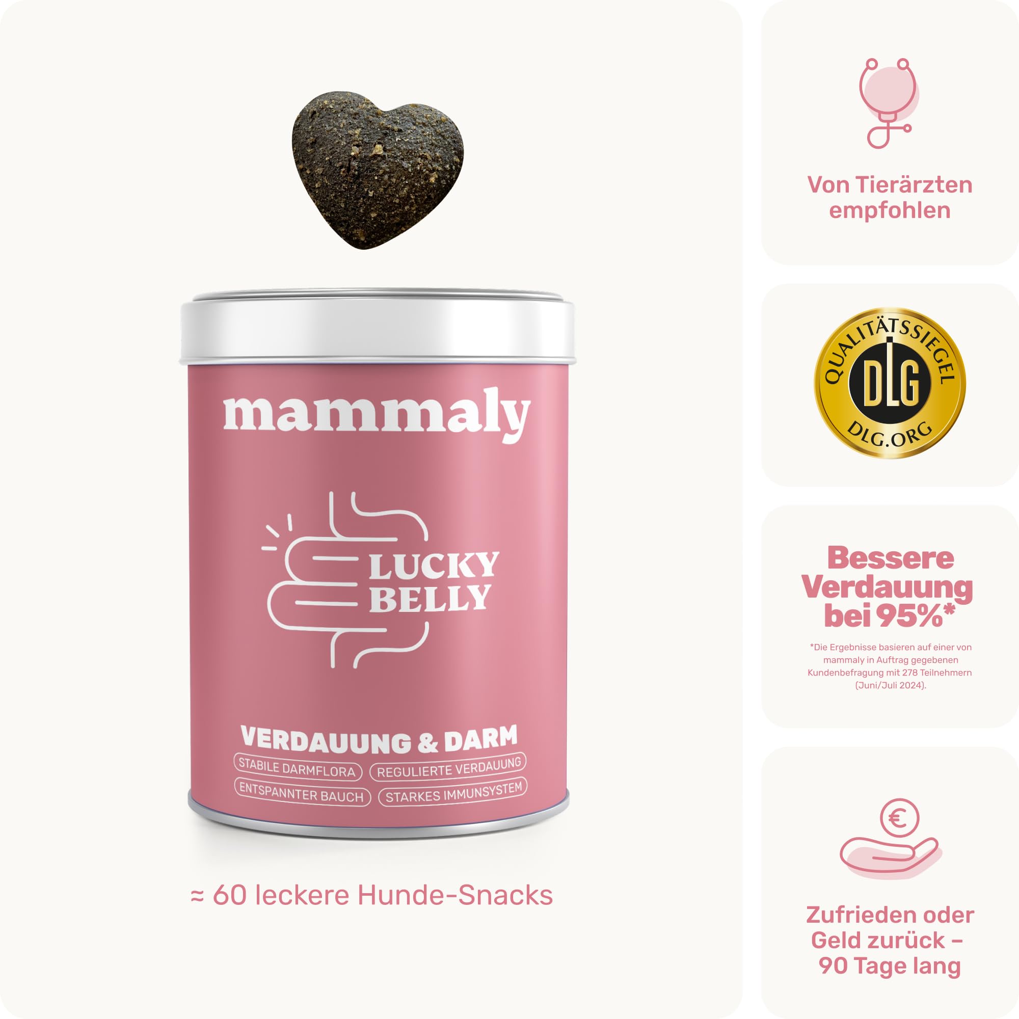 9-in-1 Probiotika für Deinen Hund - Lucky Belly Hypoallergen Allergie Fit ohne Huhn 120 Drops (350g) von mammaly-Bei Magenprobleme & Verdauungsprobleme für Magen-Darm,Verdauungssnacks bei Gras fressen