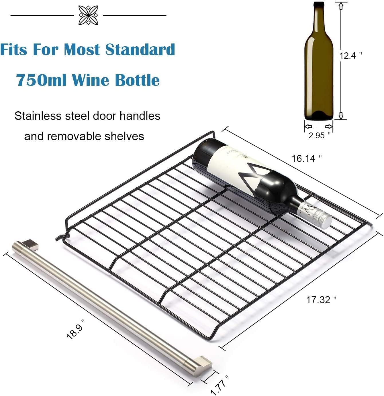 Antarctic Star Wine Cooler, Beverage Refrigerator, 16 Bottle Freestanding Quiet Wine Cellar Front Glass Door for Home and Bar, Digital Temp Control, 1.71 Cu.Ft.