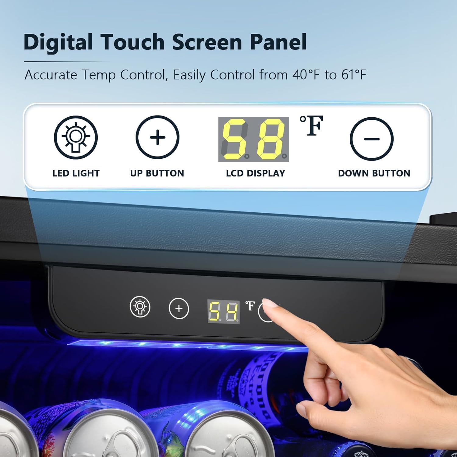 Antarctic Star Wine Cooler, Beverage Refrigerator, 16 Bottle Freestanding Quiet Wine Cellar Front Glass Door for Home and Bar, Digital Temp Control, 1.71 Cu.Ft.