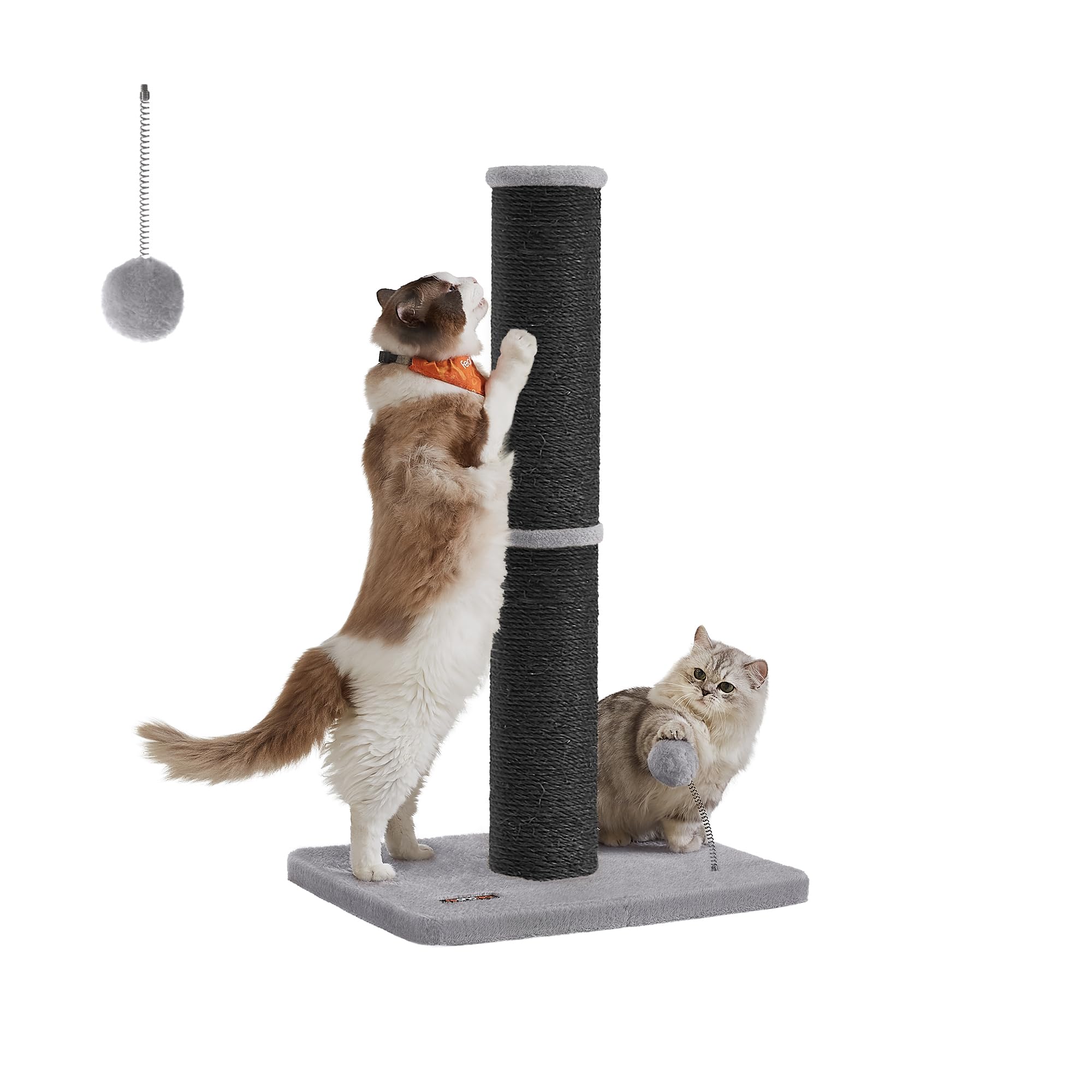 Feandrea Kratzbaum, 85 cm hoch, Kratzsäule XL, 13 cm Dicker Stamm, Katzenbaum, Kratzstamm für mittelgroße und große Katzen, Sisalstamm, mit Plüschball und Glocke, Taubengrau PCA041G01
