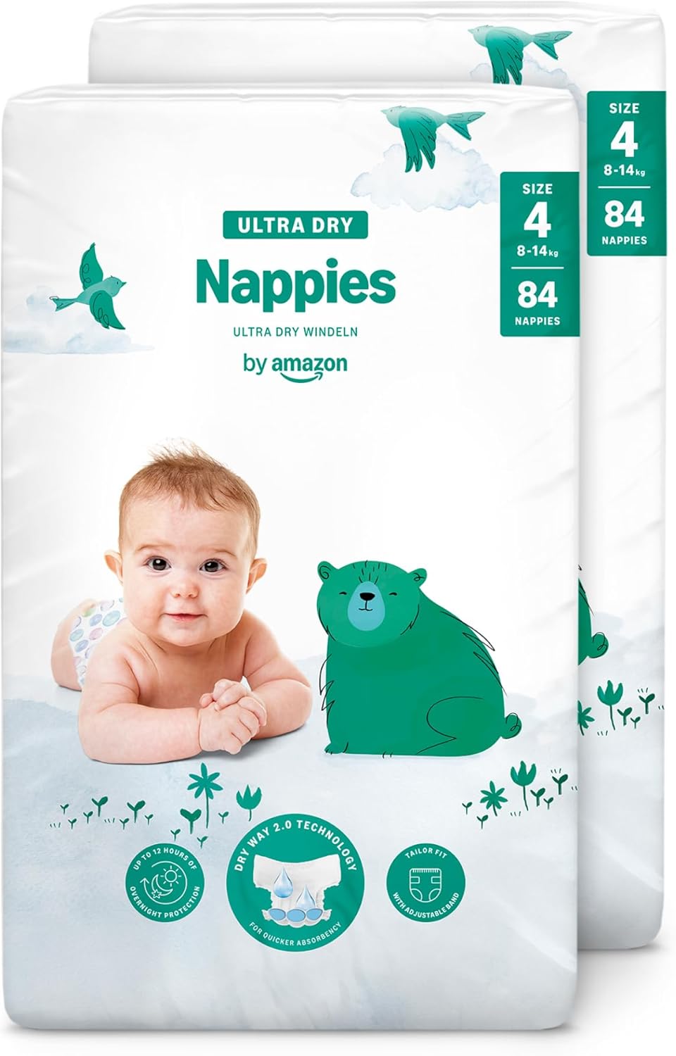 By Amazon Ultra Dry Windeln Größe 5 (10-16 kg) - MONATSBOX, Weiß, 152 Stück (2 Packungen mit 76) (Früher Unter Der Marke Mama Bear, Identisches Produkt)