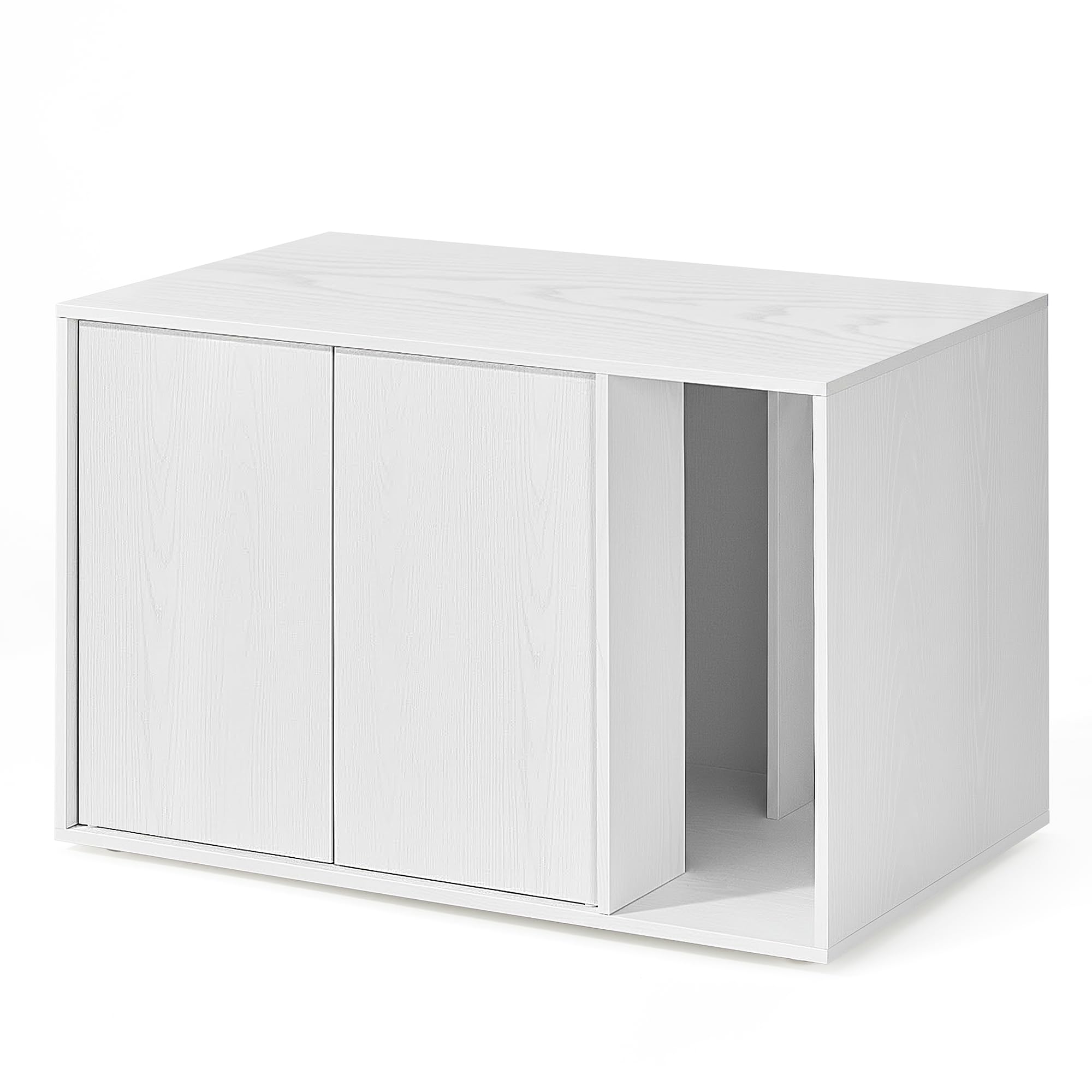 SONGMICS HOME Katzenklo Schrank, superschnelle werkzeuglose Montage, Toolless-Technologie, Katzenhaus für Katzentoilette, Werkzeuglose Montage, Push-to-Open, 80 x 53 x 50cm, schneeweiß PCL013W01
