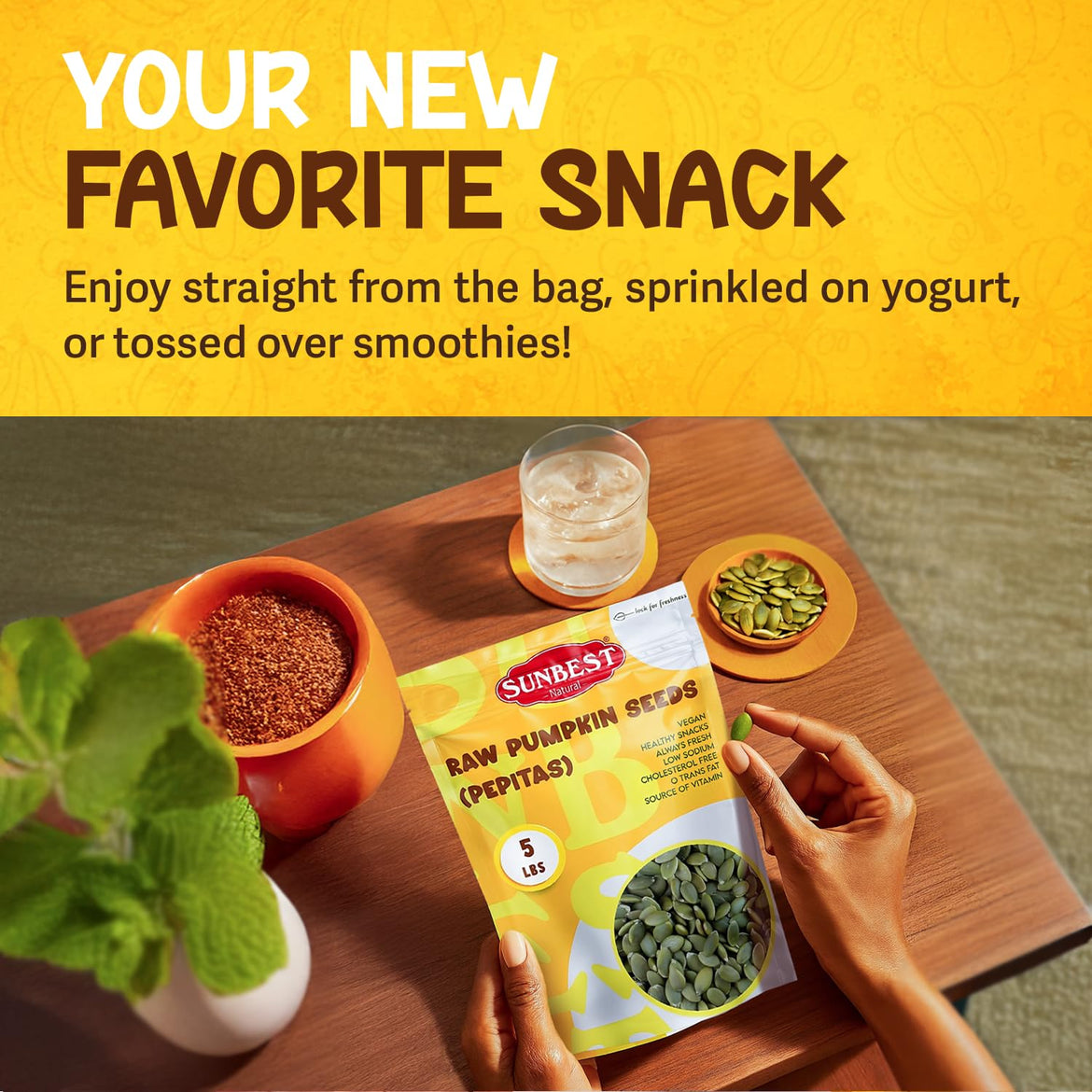 Sunbest Natural Raw Pumpkin Seeds, 5 lbs – Unsalted & Shelled – Bulk Bag, Whole Pepitas, Pumpkin Seeds to Eat – For Snacking, Baking & Topping – Rich in Essential Fatty Acids, Iron & Protein (80 oz)