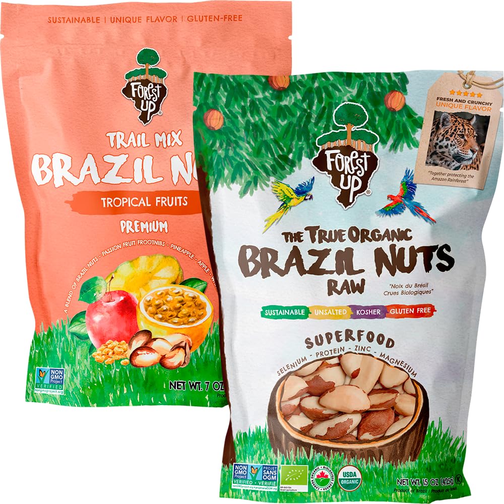 Snack The True Organic Brazil Nuts 15 oz – Raw and Unsalted – Kosher – Healthy – Rich in Vegetable Protein – Harvested in Amazon Rainforest – Fresh, Vegan, and Gluten Free – Forest Up