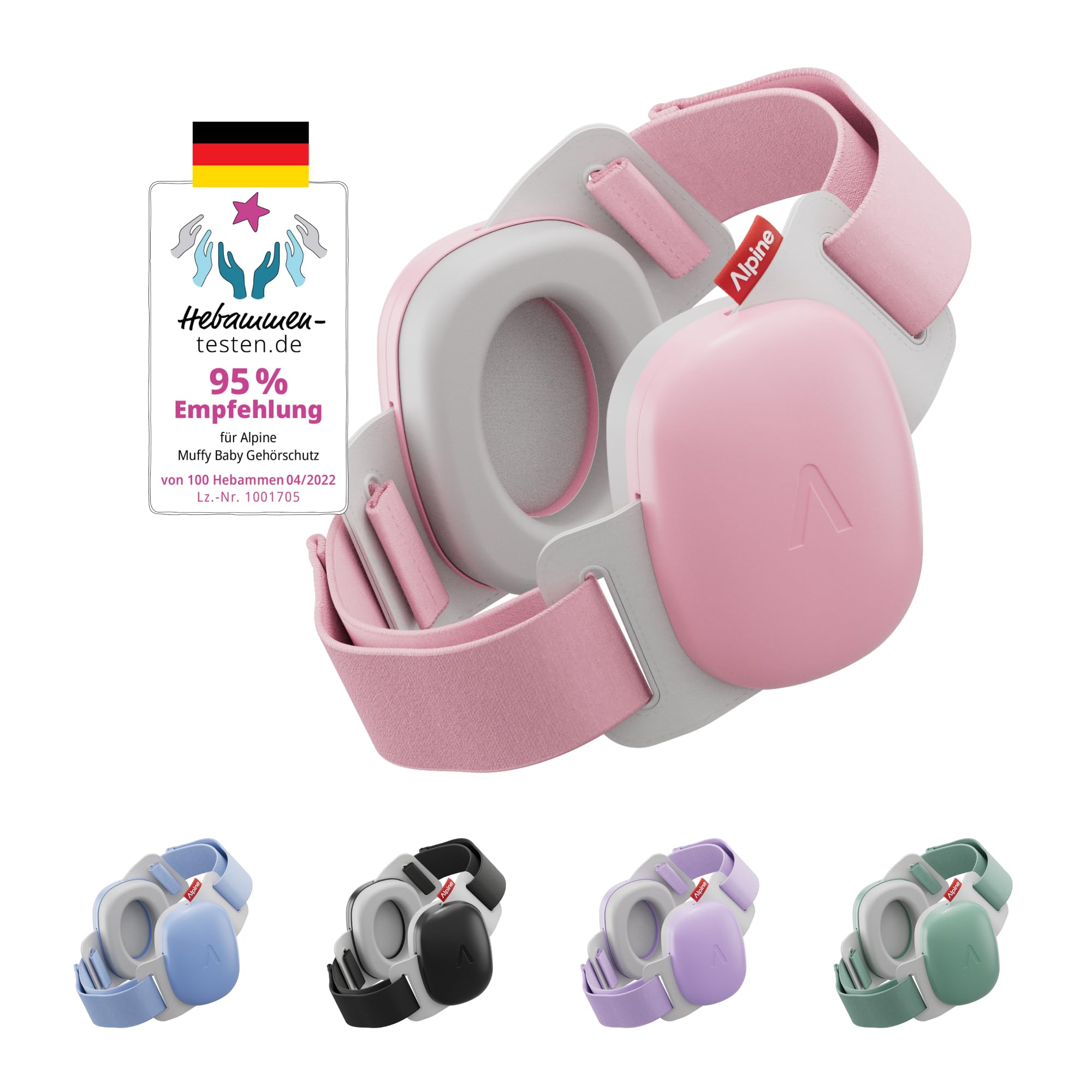 Alpine Muffy Baby Classic - Gehörschutz für Babys - Verstellbares ANTI-SLIP-Kopfband bis 48 Monate - In Deutschland auf Sicherheit getestet - Lärmschutz Kopfhörer verhindert Gehörschäden, Schwarz