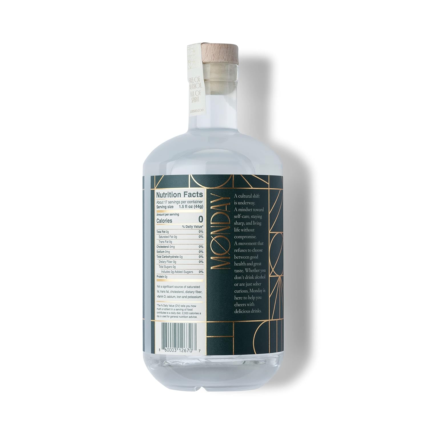 MONDAY Zero Alcohol Gin – An Award Winning Non-Alcoholic Spirit with Zero Carbs, No Sugar, 0 Calories - 750ml