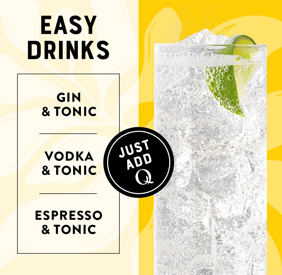 Q TONIC WATER with Real Quinine & Organic Agave - Ideal for Cocktails & Mocktails - Made with Real Ingredients, Perfectly Carbonated & Less Sweet - 45 Calories per Can - 7.5 Fl oz (Pack of 24)