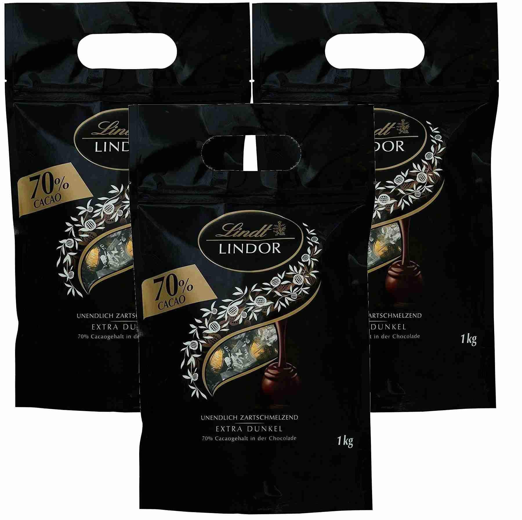 Lindt LINDOR Schokoladen Kugeln Extra Dunkel | ca. 80 Kugeln Edelbitterschokolade feinherb | dunkle Schokolade mit 70% Kakao | Großpackung, Pralinen-Geschenk | 1kg (1er Pack)