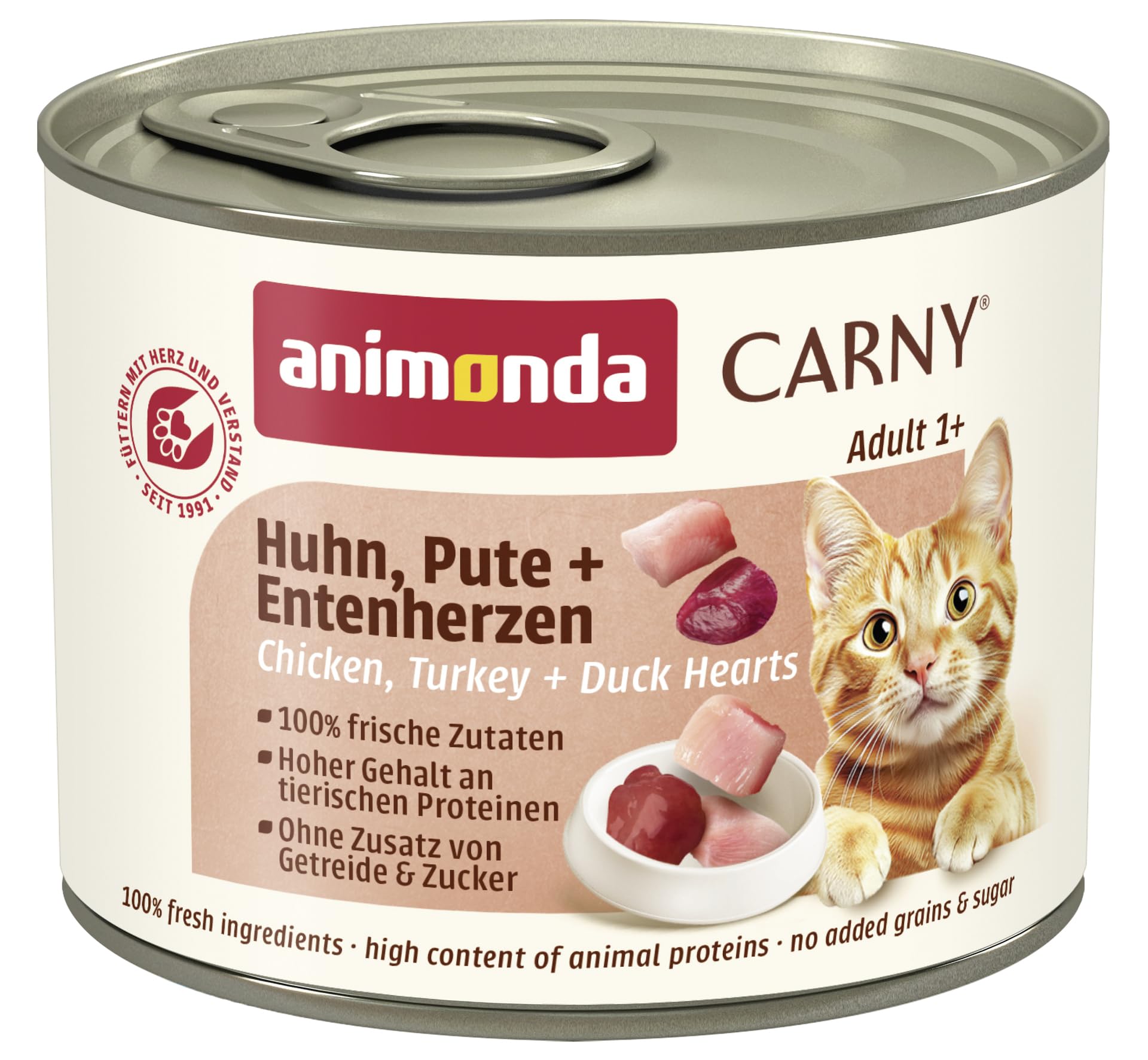animonda Carny Adult Huhn + Lachs (6 x 400 g), Katzennassfutter für ausgewachsene Katzen, Nassfutter mit 100 % frischen, fleischlichen Zutaten, Katzenfutter ohne Getreide und Zucker