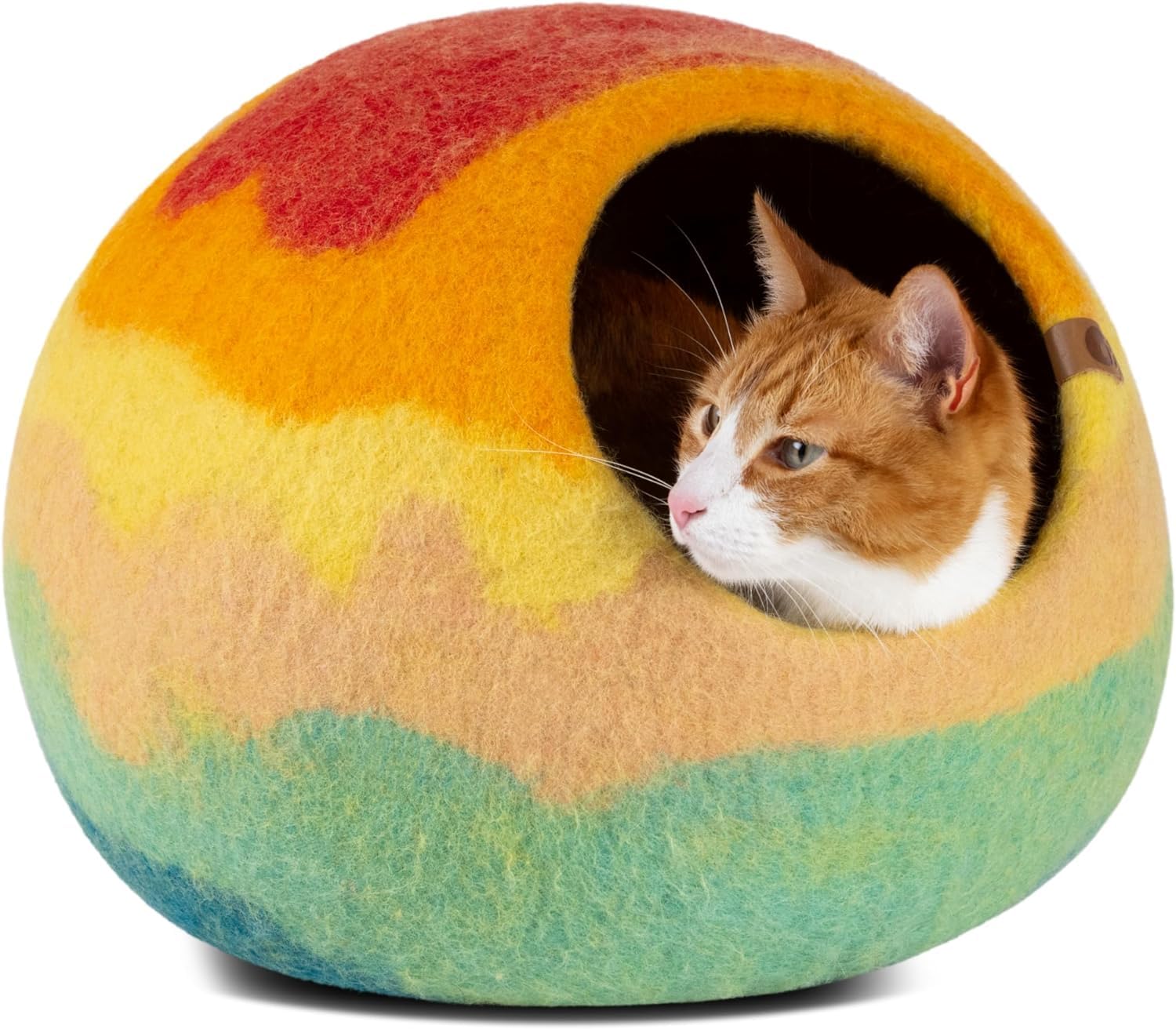 MEOWFIA Katzenbett aus Merinowolle – Handgefilztes, Umweltfreundliches Katzenbett für Katzen & Kätzchen – Weiches Schlafbett, Warm im Winter & Kühl im Sommer, Stilvolles Design