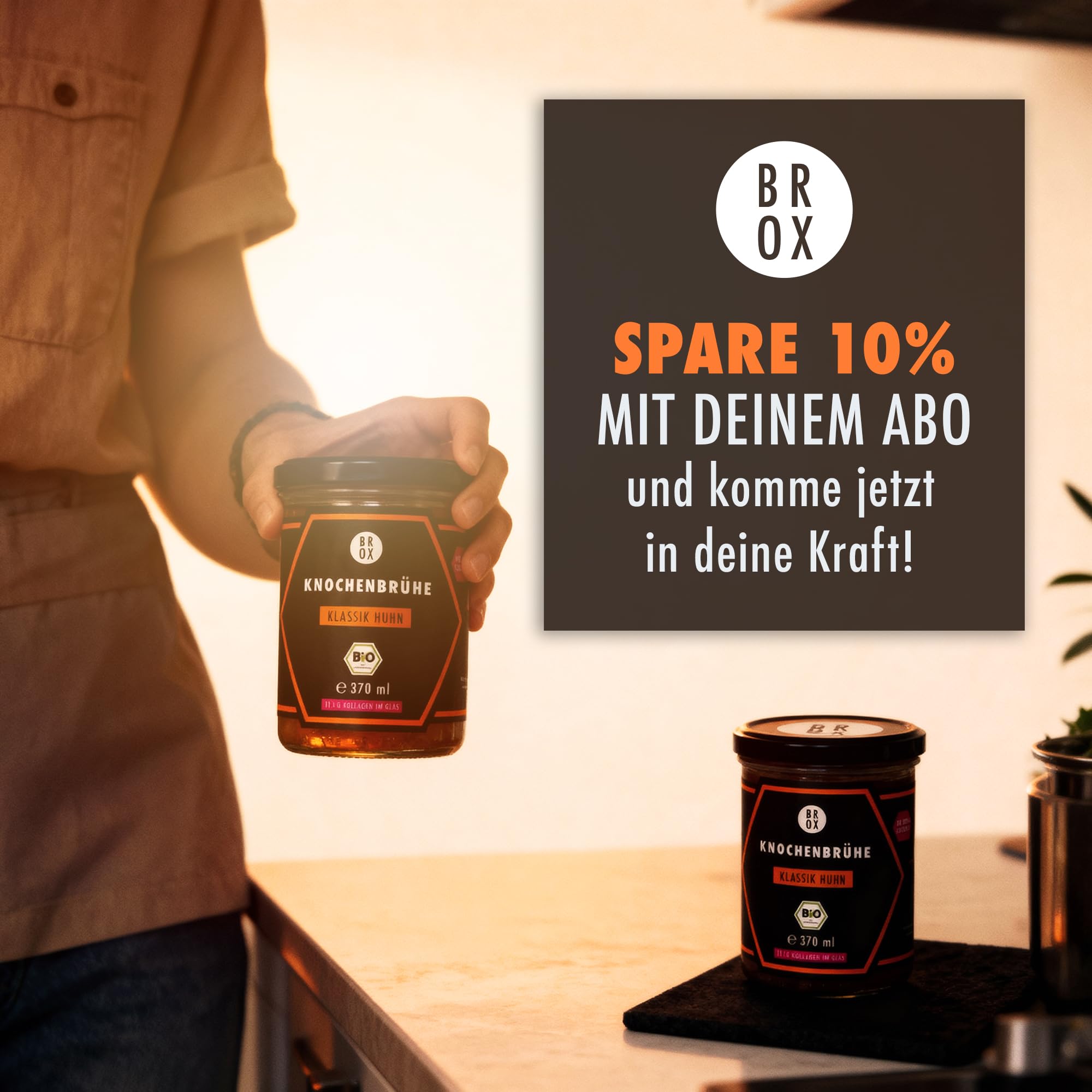 BROX Knochenbrühe Rind Bio [6x370ml] – 24 Std. gekocht, Deutschland – Kollagen & Aminosäuren – Rinderbrühe aus Weidehaltung – Premium Bone Broth