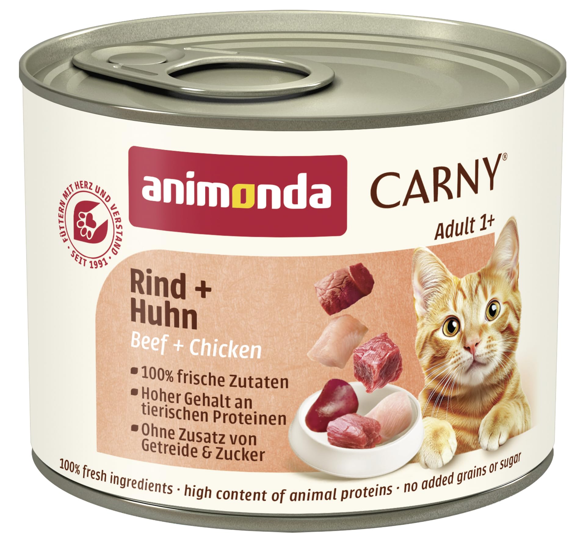 animonda Carny Adult Huhn + Lachs (6 x 400 g), Katzennassfutter für ausgewachsene Katzen, Nassfutter mit 100 % frischen, fleischlichen Zutaten, Katzenfutter ohne Getreide und Zucker