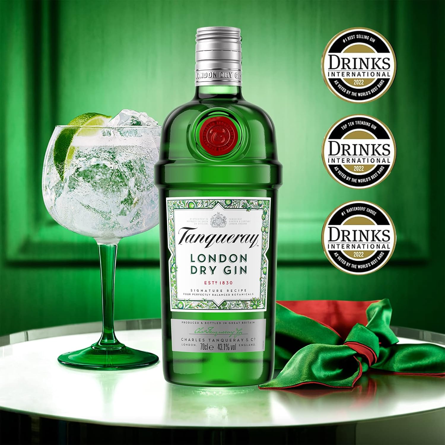 Tanqueray London Dry Gin | aromatischer Gin | 4-fach destilliert auf englischem Boden | 43,1% vol | 1000ml Einzelflasche