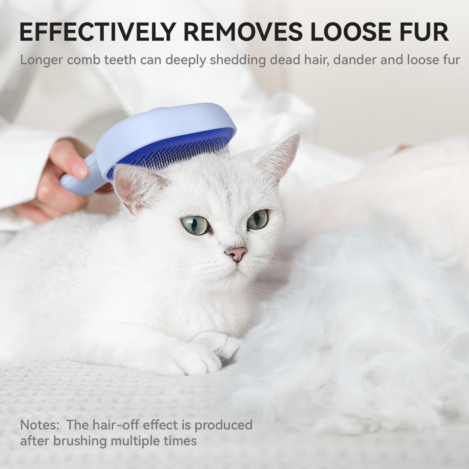 aumuca Katzenbürste für Langhaar und Kurzhaar, Haarentfernung mit Einem Klick, Hautfreundliche Katzenhaarbürste, Fellbürste für Katze und Hund zum Entfernen von losem Fell und zur Massage
