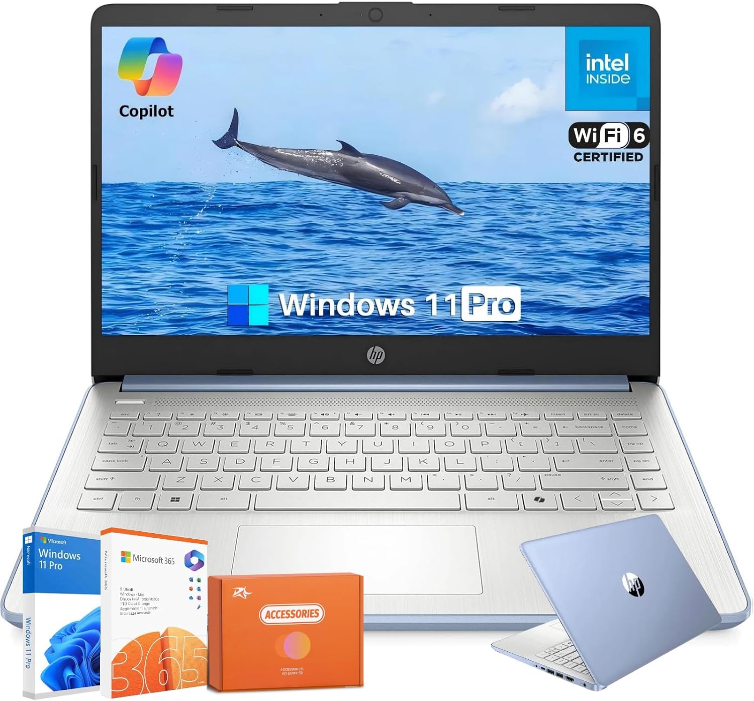 HP 2025 Laptop for Student Business, 14" Anti-Glare, Intel N150, 16GB RAM, 384GB Storage(128GB UFS+256GB MSD), Wi-Fi 6, Copilot AI & 1 Year Office 365, Willow Green, Windows 11 Pro, W/Accessories