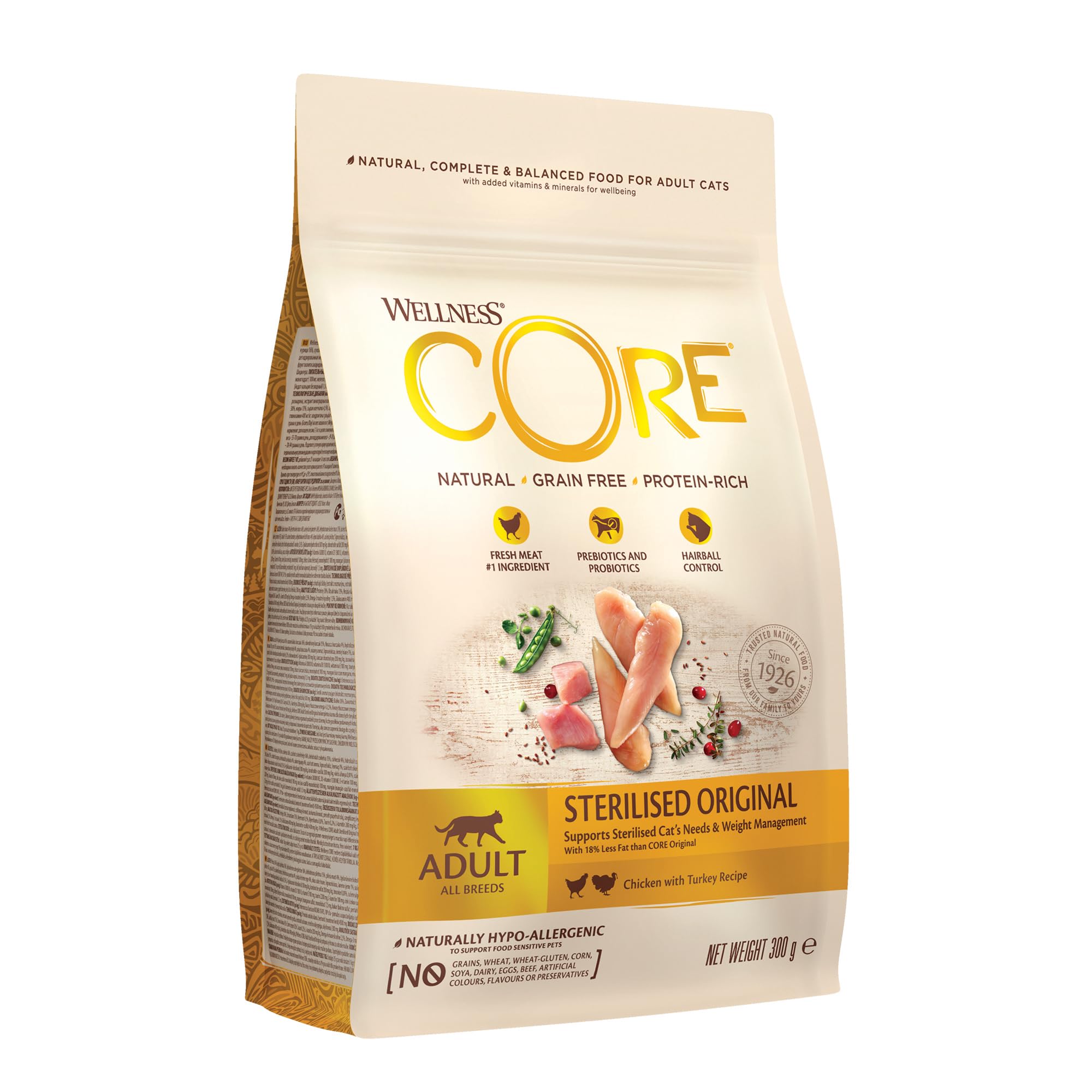 Wellness CORE Sterilised Ocean 4 kg, Lachs – Katzenfutter Trocken für sterilisierte Katzen, getreidefrei, natürlich, hypoallergen, proteinreich, unterstützt gesunde Haut und glänzendes Fell