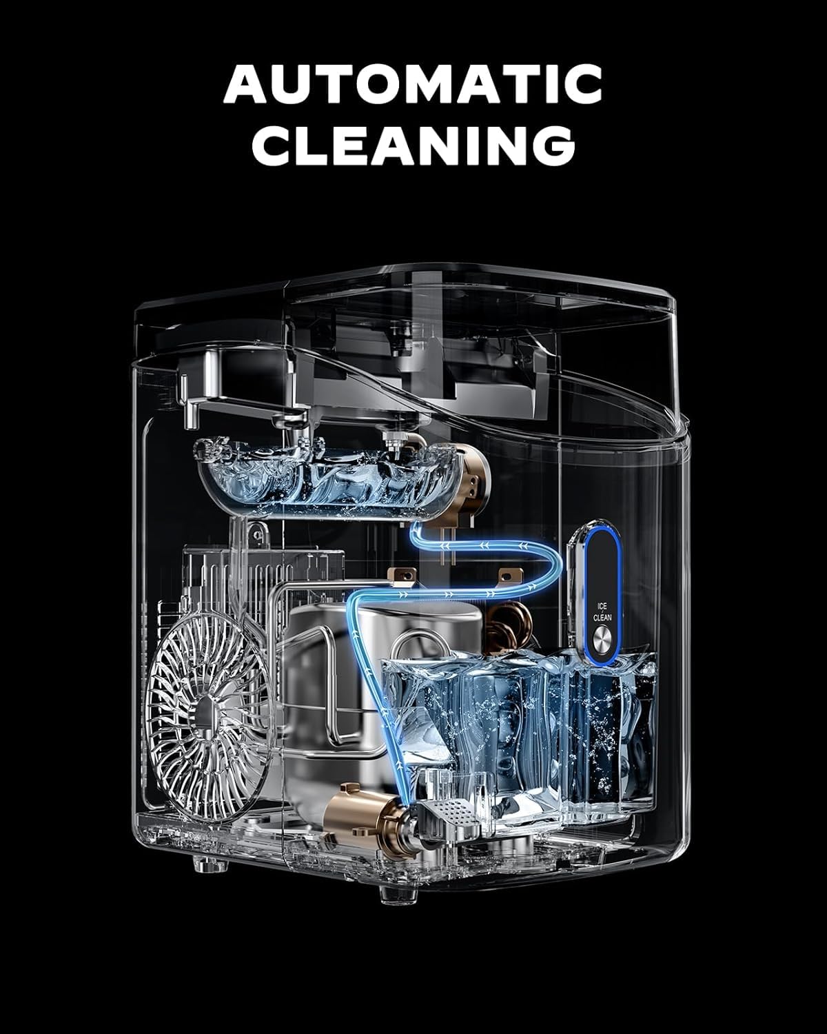 Silonn Ice Maker Countertop, Portable Ice Machine with Carry Handle, Self-Cleaning Ice Makers with Basket and Scoop, 9 Cubes in 6 Mins, 26 lbs per Day, Ideal for Home, Kitchen, Camping, RV