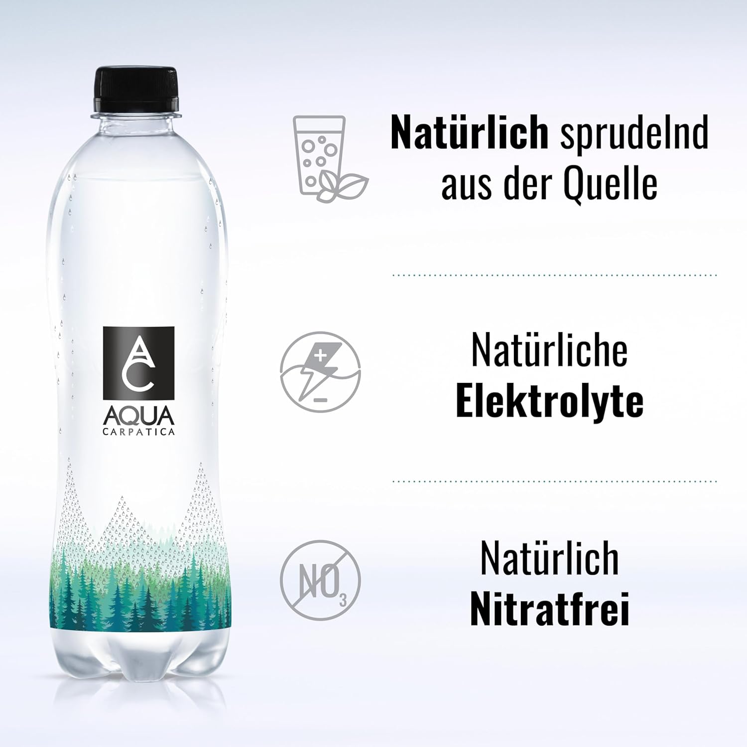 AQUA CARPATICA 1.5L x 6 Naturally Sparkling Sprudel Natürliches Mineralwasser, Natriumarm, Nitratfrei, Mit Natürlichen Elektrolyten, Calcium und Magnesium, Natürlich prickelnd, 100% Recycelbar