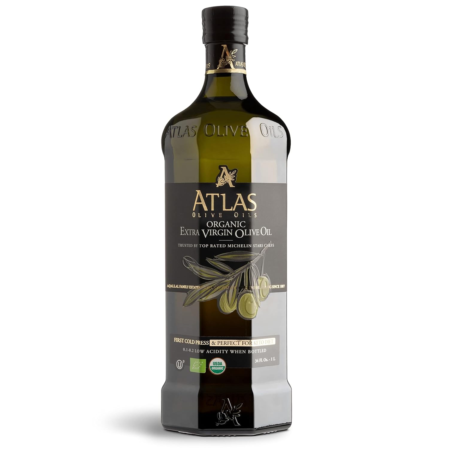 Atlas 1 LT Cold Press Extra Virgin Olive Oil with Polyphenols from Morocco | Newly Harvested Unprocessed from a Single Family Farm | Moroccan Organic EVOO Trusted by Award-Winning Chefs