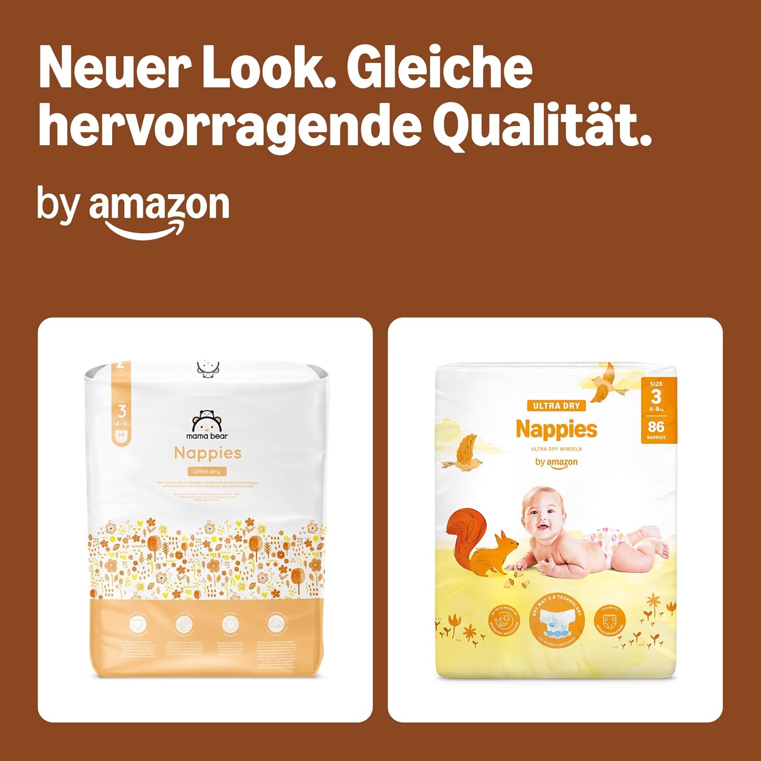 By Amazon Ultra Dry Windeln Größe 5 (10-16 kg) - MONATSBOX, Weiß, 152 Stück (2 Packungen mit 76) (Früher Unter Der Marke Mama Bear, Identisches Produkt)