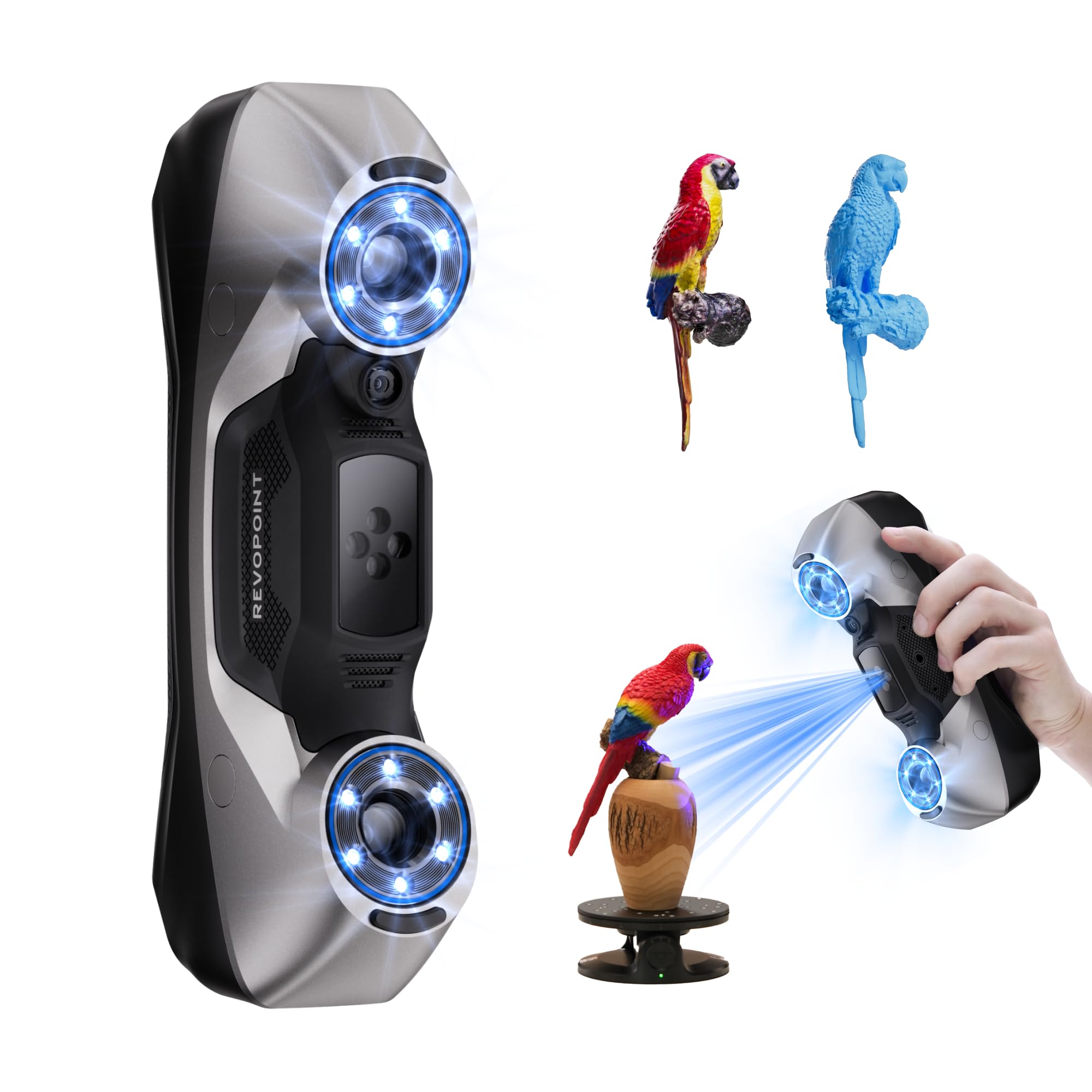 Revopoint MetroY Pro 3D Scanner for 3D Printing, Up to 0.01mm Precision, 34+15+1 Industrial Blue Laser Handheld Scanner, 62-Line Full-Field, Real-time Preview, Bulit-in Wi-Fi 6, Full-Color 3D Scan