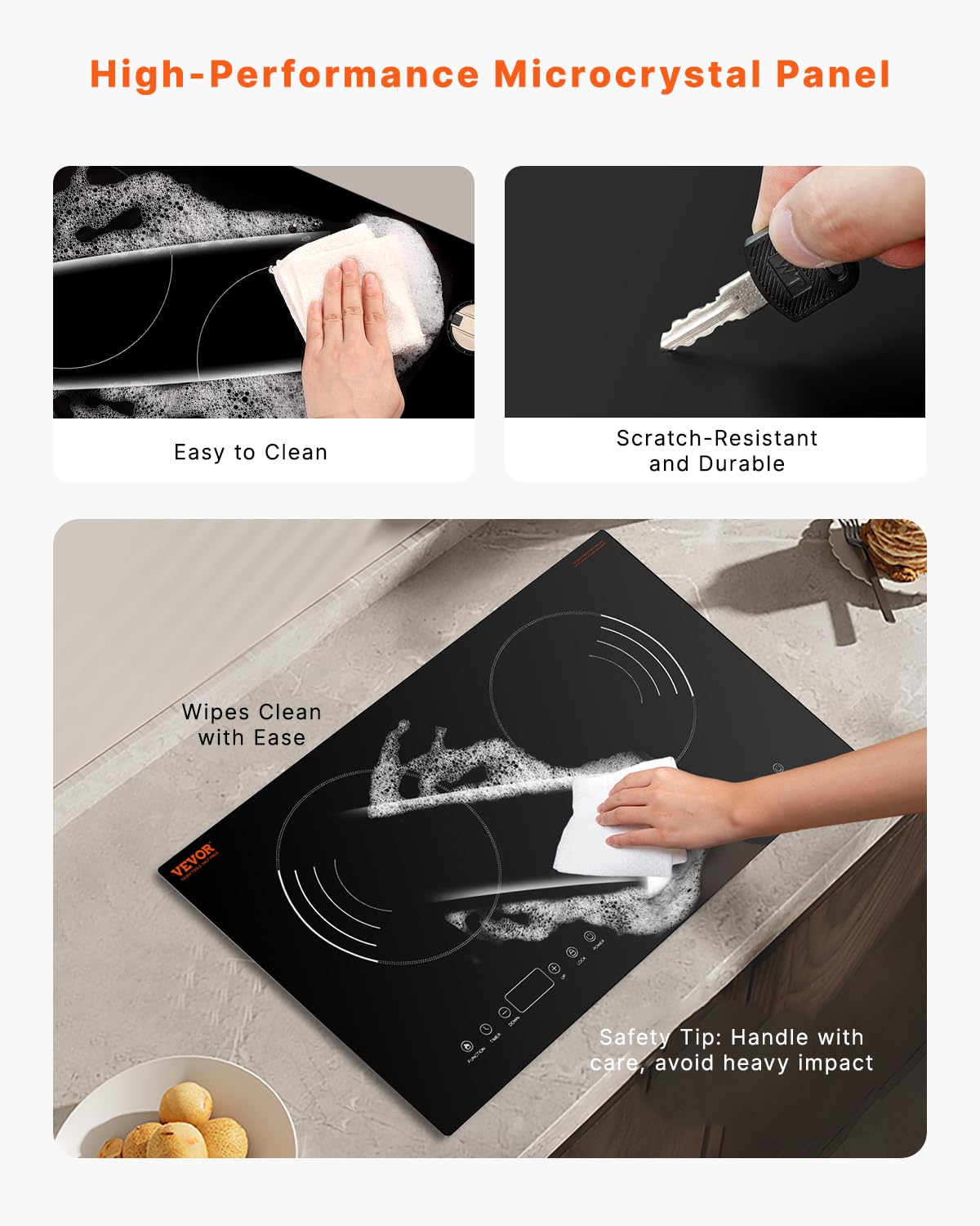 VEVOR Built-in Induction Electric Stove Top 30 Inch,5 Burners Electric Cooktop,9 Power Levels & Sensor Touch Control,Easy to Clean Ceramic Glass Surface,Child Safety Lock,240V