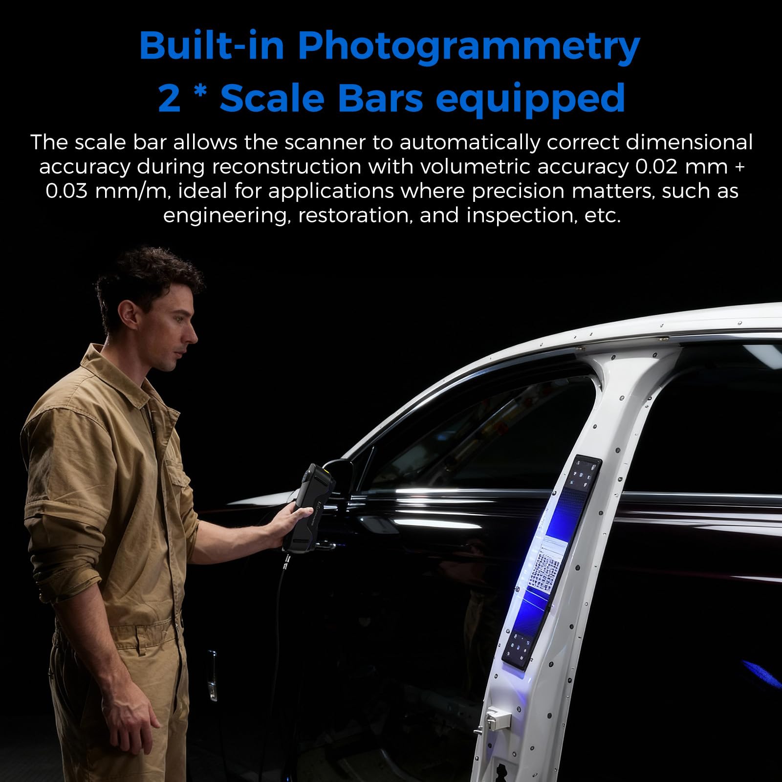 Creality 3D Scanner Sermoon S1 for Engineering Projects.,1+7+34 Blue Laser Handheld Scanner with Metrology-Grade 0.02mm Accuracy,Anti-Shake Tracking,Up to 90FPS Scanning Speed