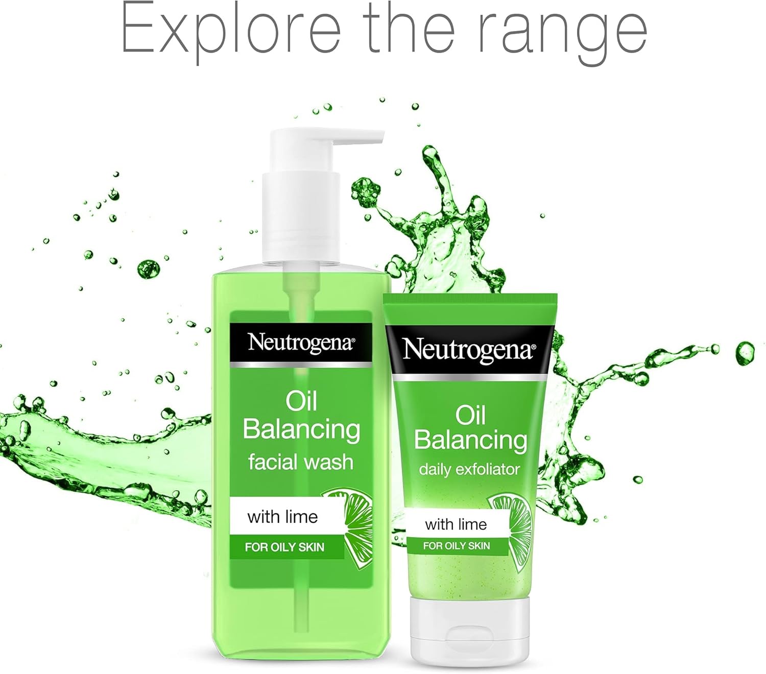Neutrogena, Facial Wash, Visibly Clear, Pore & Shine, With natural cleanser lime & soothing aloe vera for a long lasting mattifying effect, suitable for oily skin, 200ml