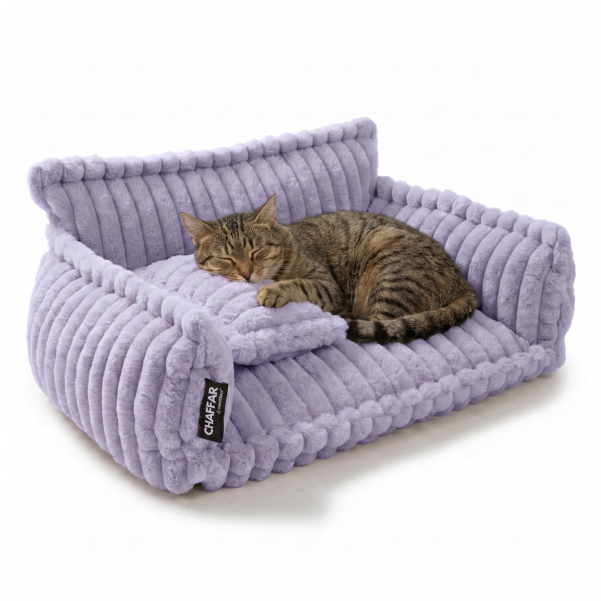 Katzensofa Chaffar | Katzenbett Hundebett Hundesofa | Orthopädische Matratze | Moderner Stil | Cord-Design Größen (Lichtgrau, M (80cm))