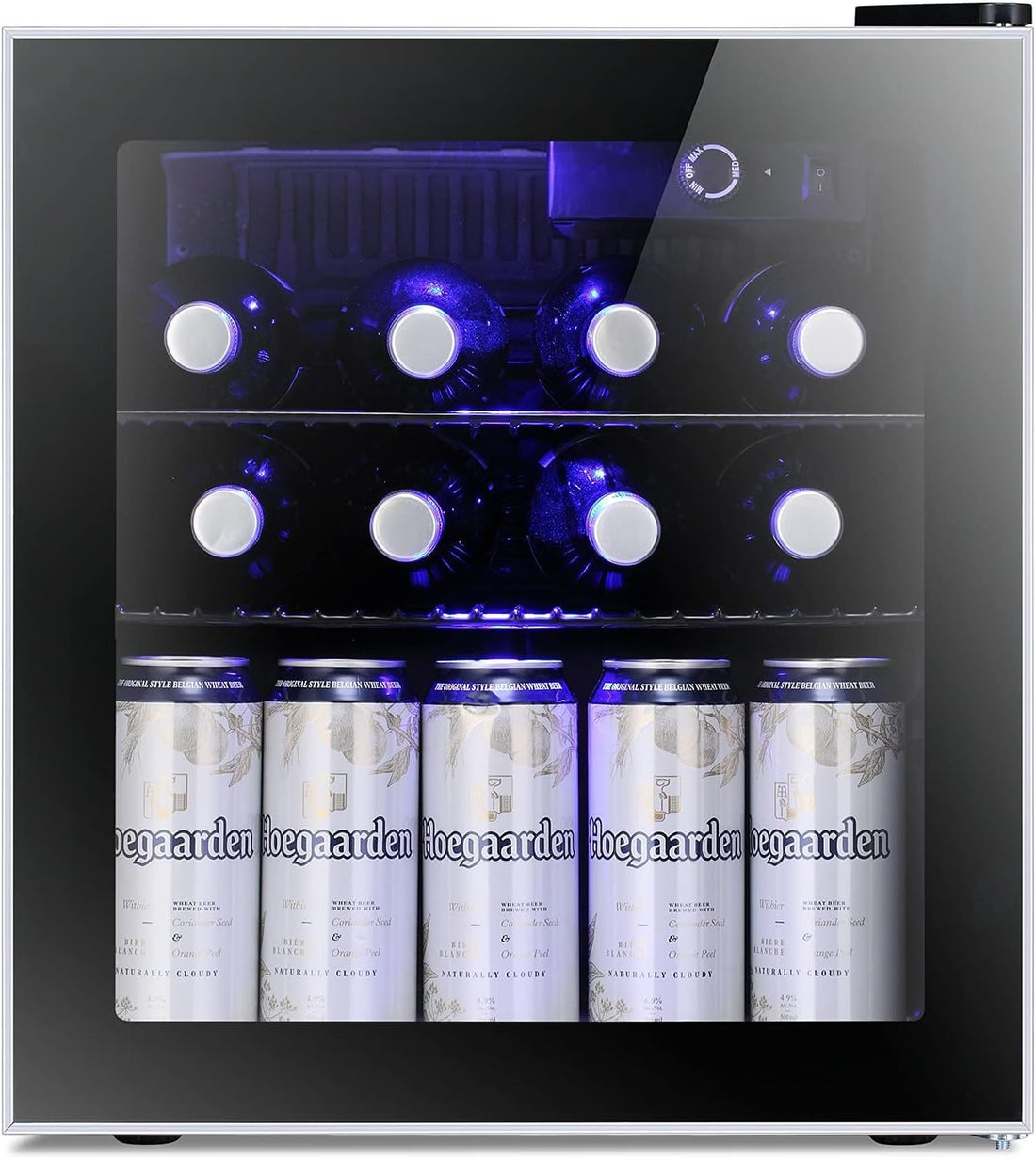 Antarctic Star 12 Bottle 48 Can Wine Cooler/Cabinet Beverage Refrigerator Mini Fridge Low Noise Clear Glass Door Counter Top Cellar for Beer Soda Bar 1.3 cu.ft Black