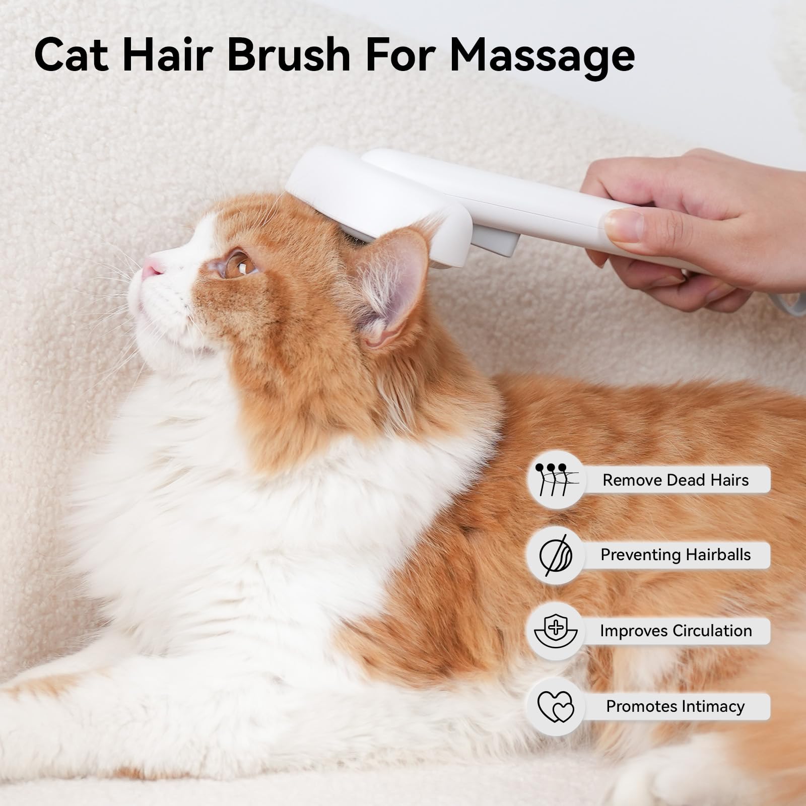 aumuca Katzenbürste für Langhaar und Kurzhaar, Haarentfernung mit Einem Klick, Hautfreundliche Katzenhaarbürste, Fellbürste für Katze und Hund zum Entfernen von losem Fell und zur Massage