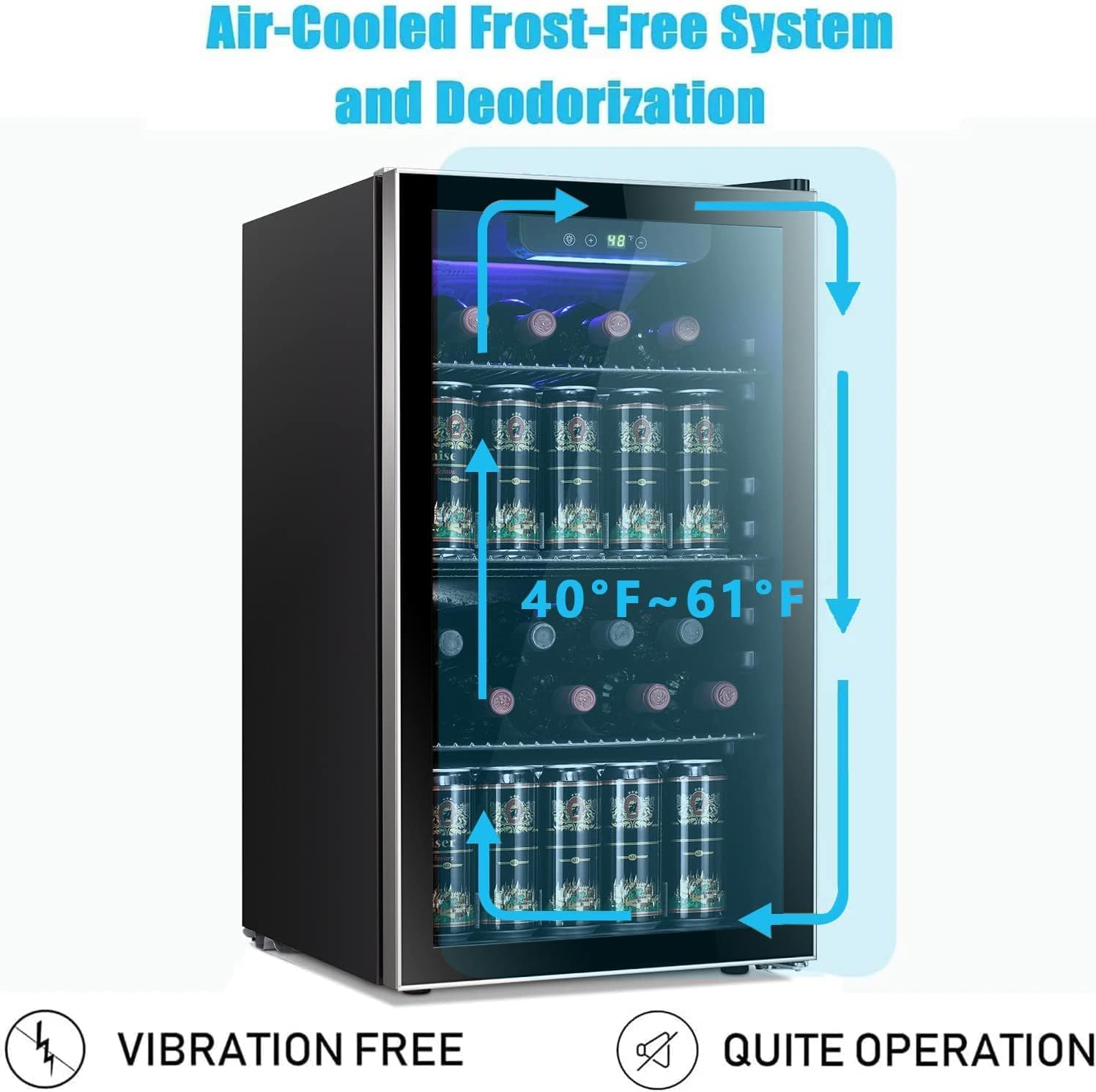 Antarctic Star Wine Cooler, Beverage Refrigerator, 16 Bottle Freestanding Quiet Wine Cellar Front Glass Door for Home and Bar, Digital Temp Control, 1.71 Cu.Ft.