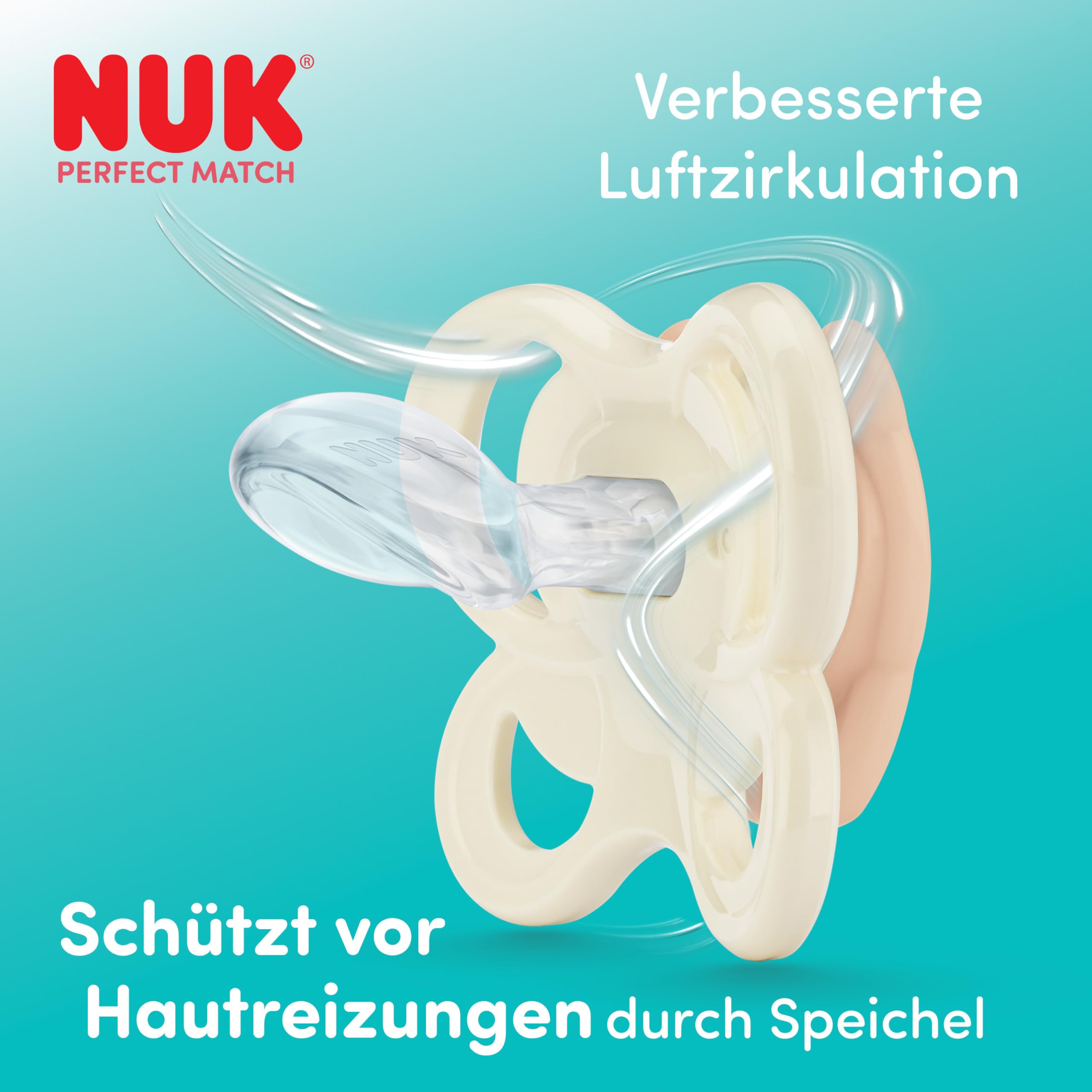 NUK Perfect Match Air Day & Night Baby-Schnuller | 0-6 Monate | Leuchtende Schnuller, die Luftzirkulation fördern & Speichelrash verhindern | 95% Baby-Akzeptanz** | Sortiert | 4 Stück
