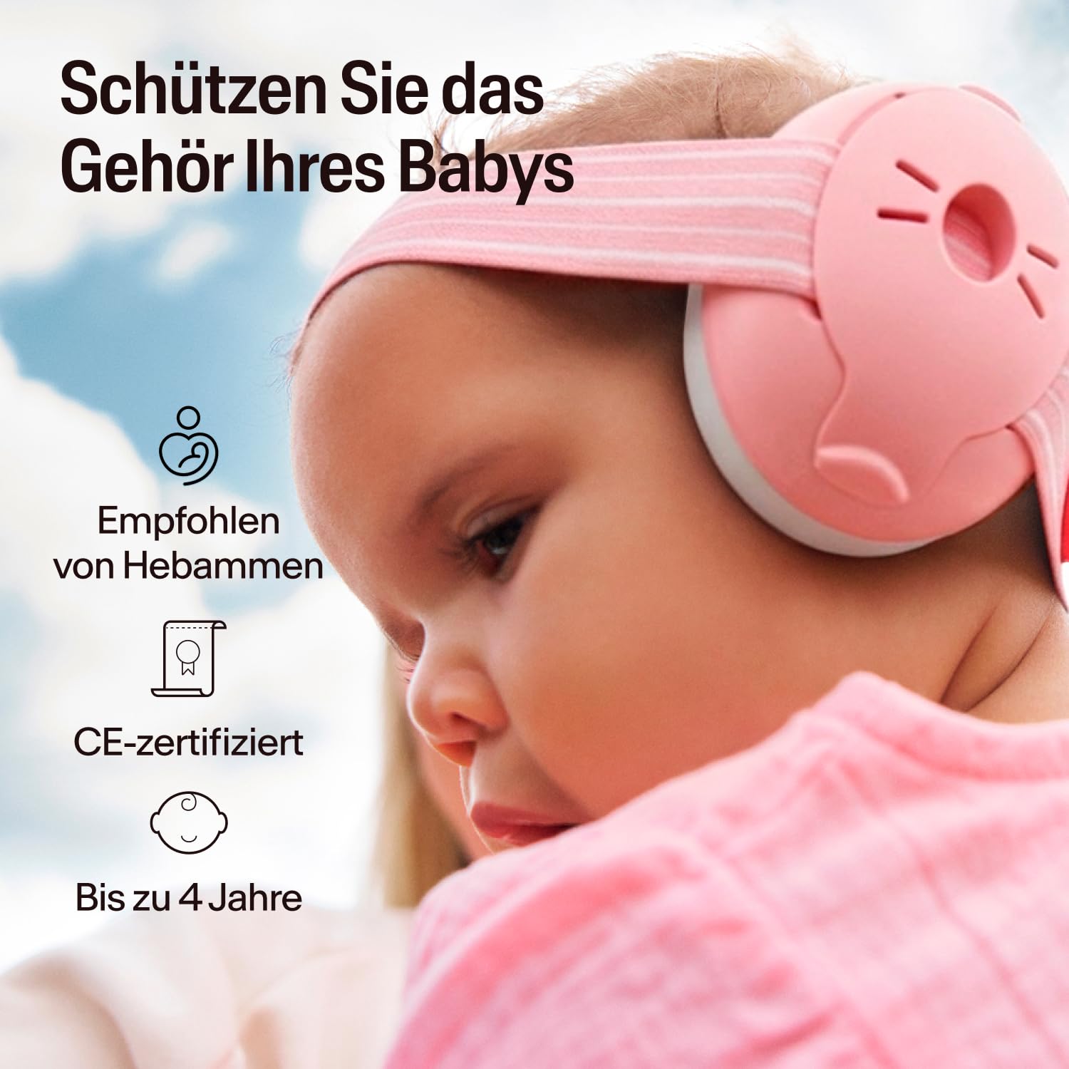Alpine Muffy Baby Classic - Gehörschutz für Babys - Verstellbares ANTI-SLIP-Kopfband bis 48 Monate - In Deutschland auf Sicherheit getestet - Lärmschutz Kopfhörer verhindert Gehörschäden, Schwarz
