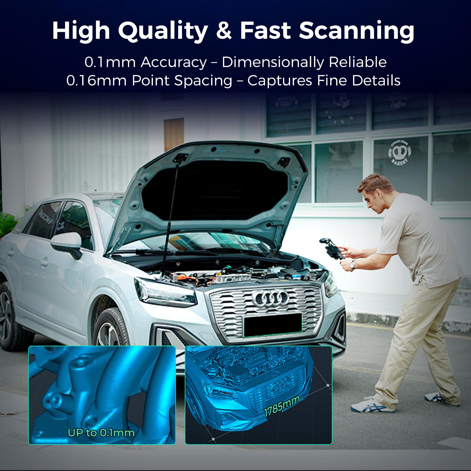 3D Scanner Creality Ferret Pro 0.1mm Accuracy Handheld Scanner with Wireless Scanning Anti-Shake Tracking Fast Full-Color Scan for iOS/Android Phone PC Win 10/11