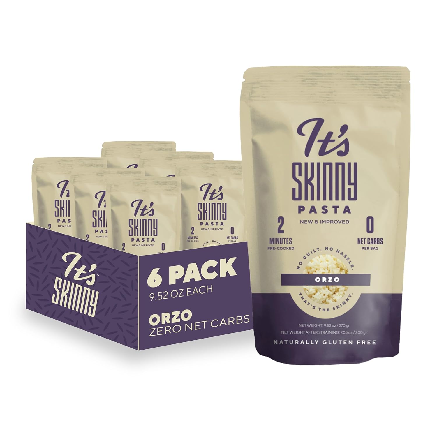It’s Skinny Angel Hair Pasta – Low Carb Pasta, Gluten Free, Keto & Vegan-Friendly, Shirataki Konjac, Sugar-Free, High in Fiber, Only 4.5 Calories Per Serving, Ready in 2 Minutes (6 Packs)
