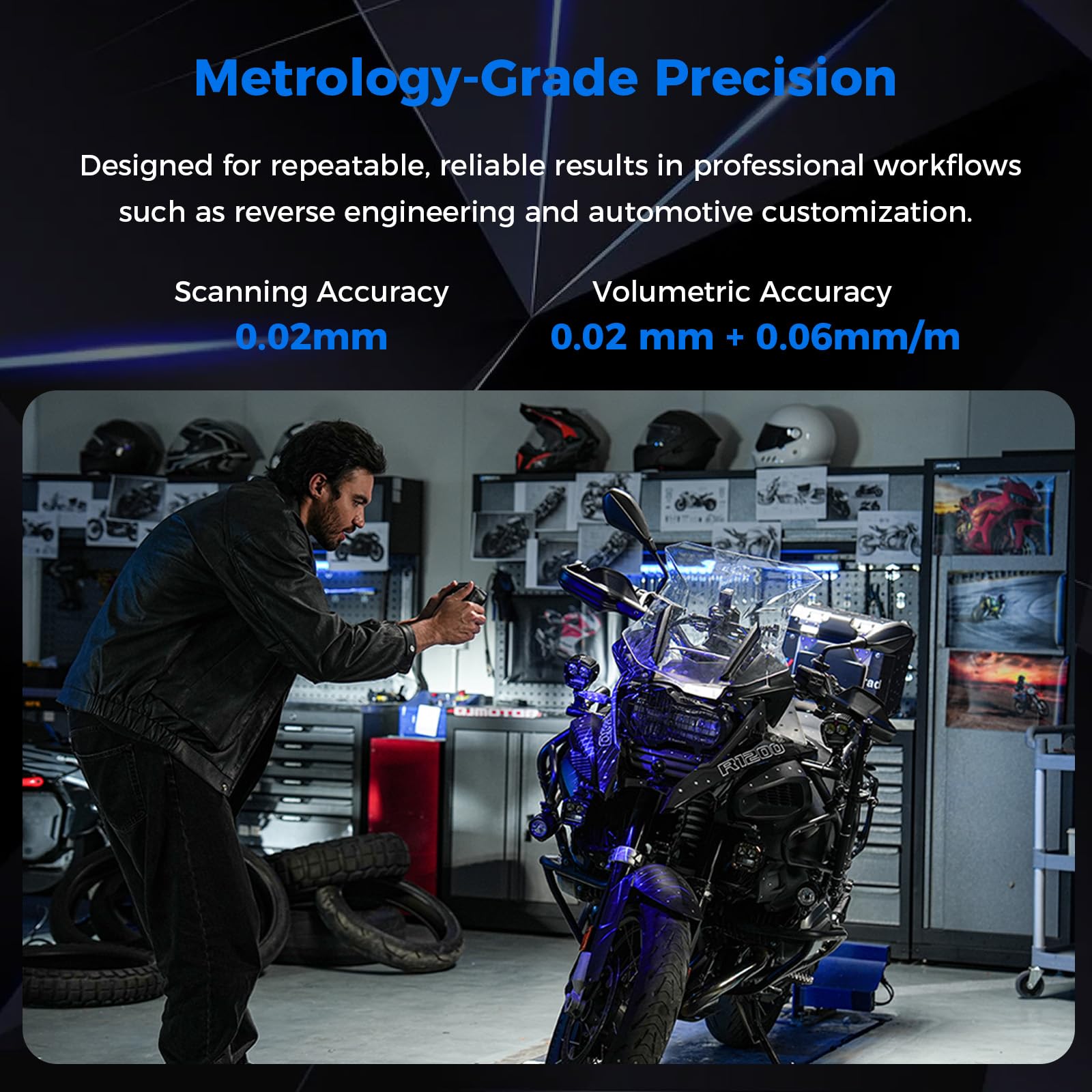 Creality 3D Scanner Sermoon S1 for Engineering Projects.,1+7+34 Blue Laser Handheld Scanner with Metrology-Grade 0.02mm Accuracy,Anti-Shake Tracking,Up to 90FPS Scanning Speed