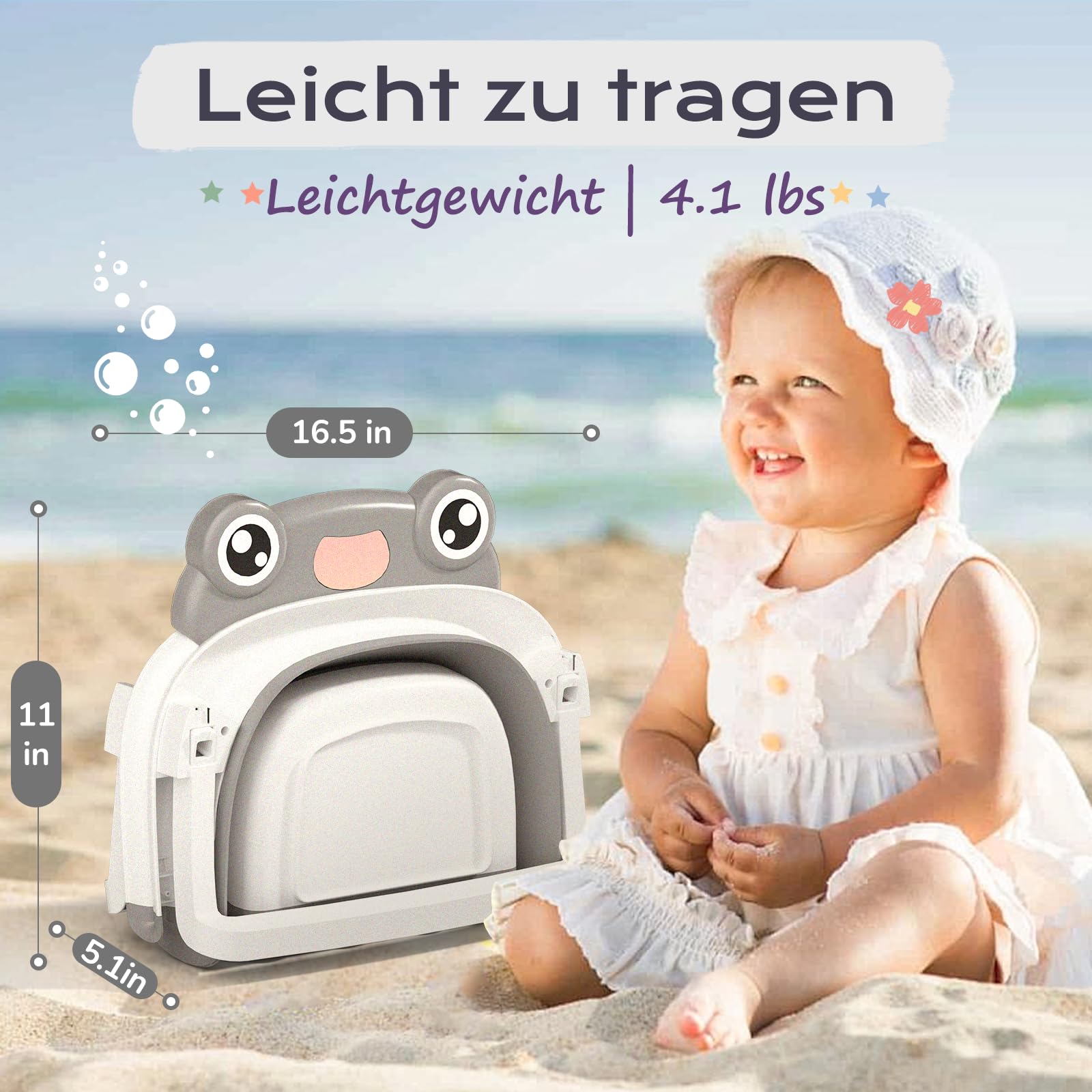 COOSEYA Baby Badewanne für 0-18 Monate, Faltbare Babywanne mit Babybadewanne Stützkissen, Portable Baby Bathtub als Wesentliche Artikel für Neugeborene und Kleinkind, Dinosaurier - Design (Grau)